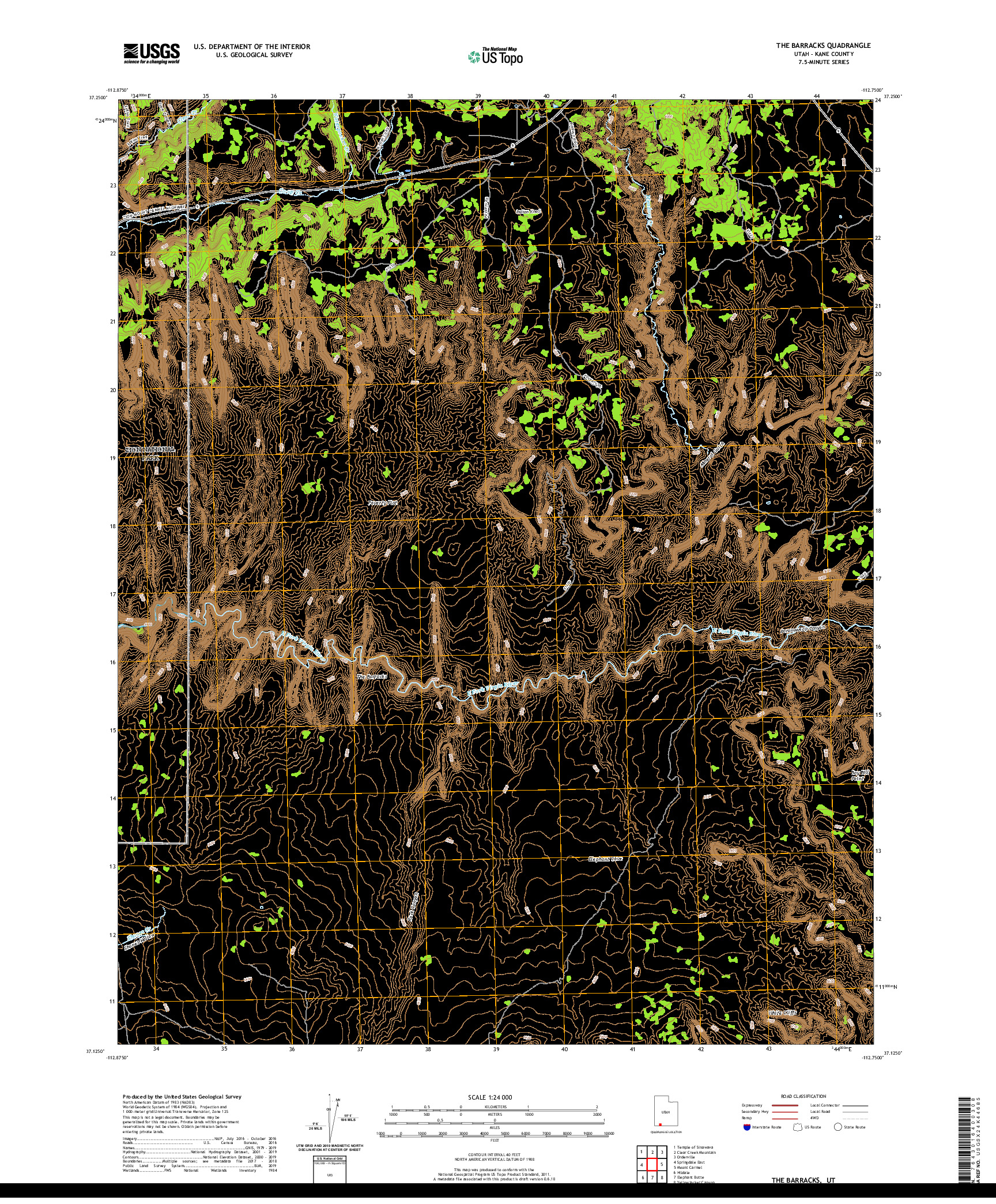 USGS US TOPO 7.5-MINUTE MAP FOR THE BARRACKS, UT 2020