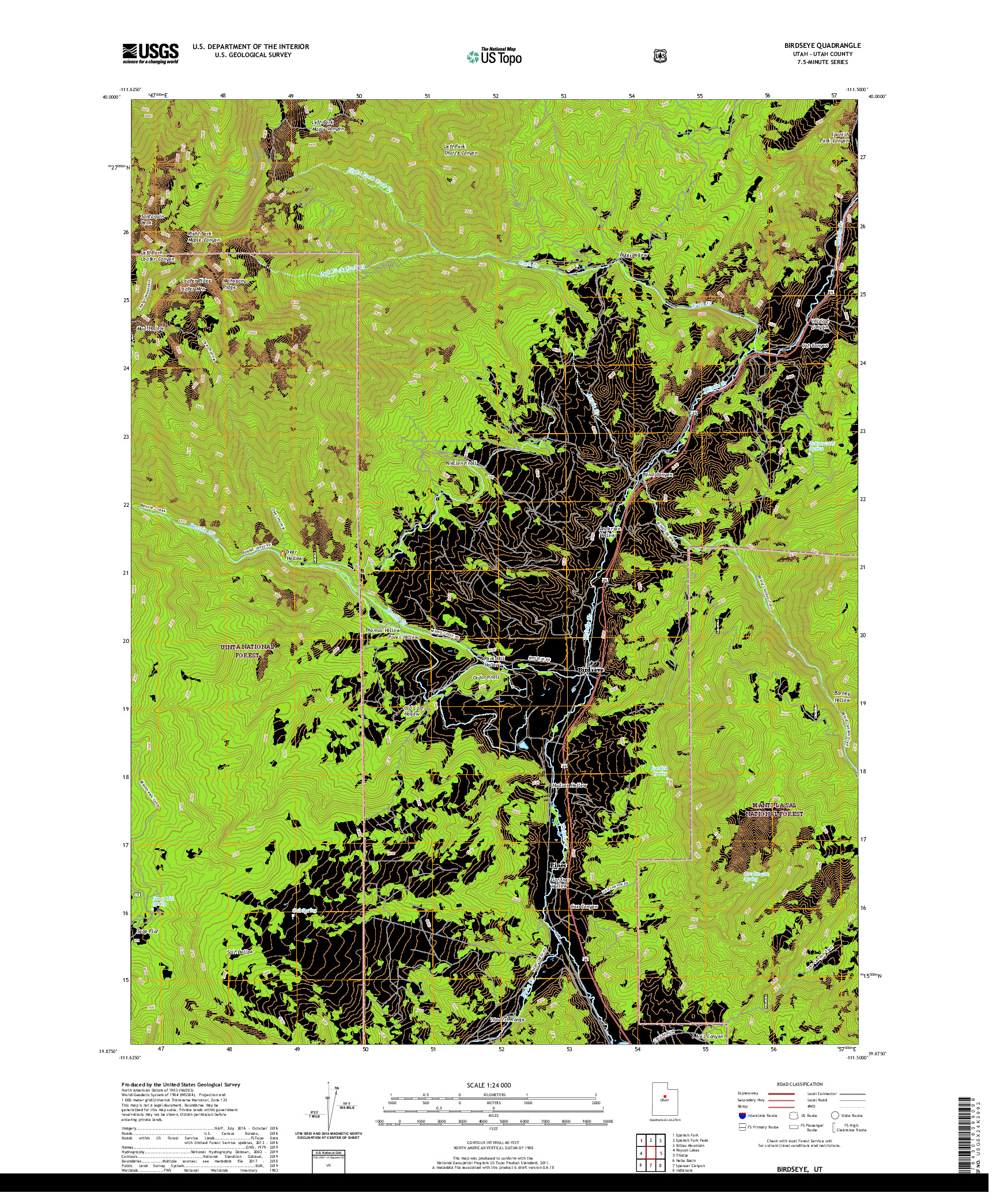 USGS US TOPO 7.5-MINUTE MAP FOR BIRDSEYE, UT 2020