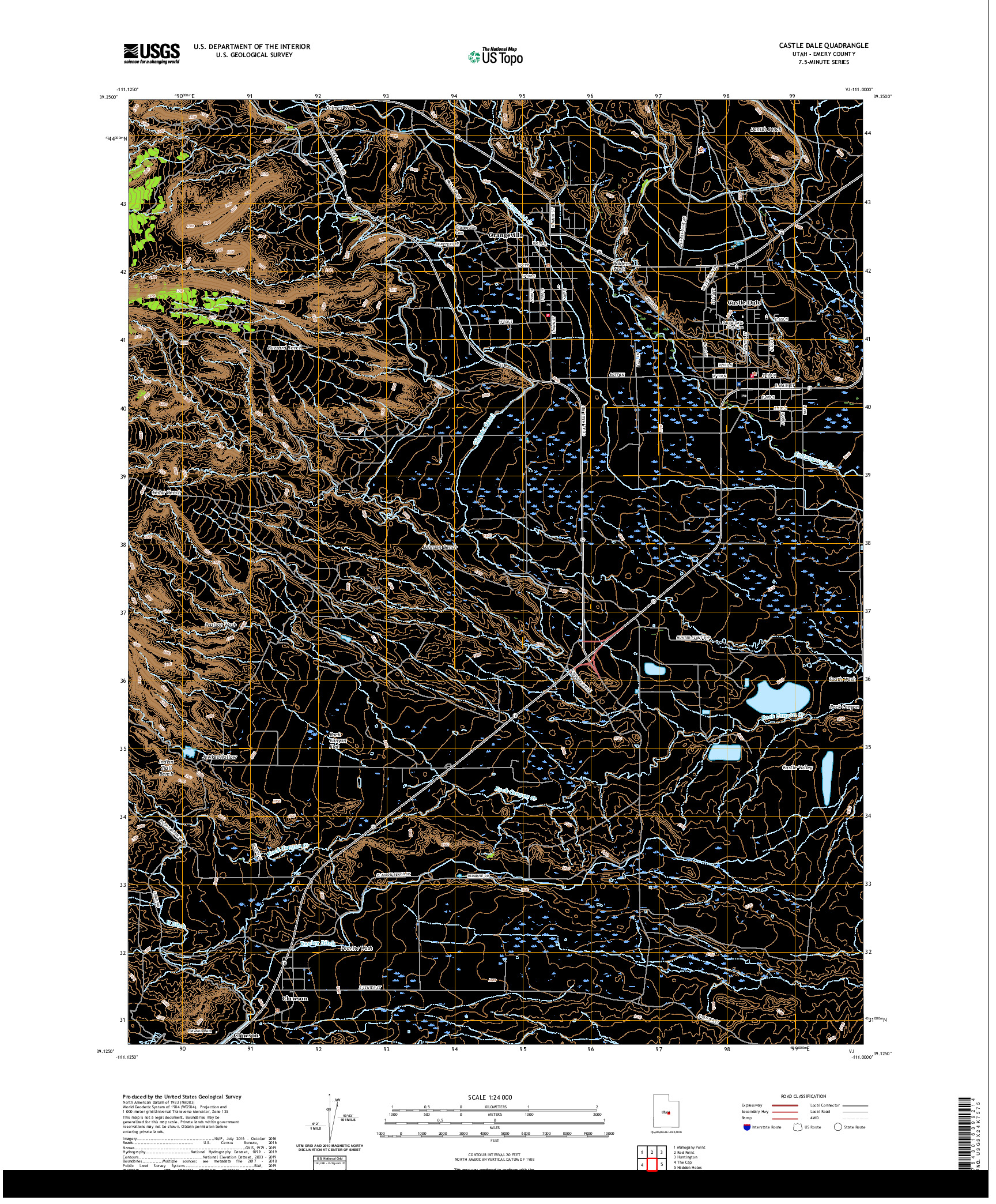 USGS US TOPO 7.5-MINUTE MAP FOR CASTLE DALE, UT 2020