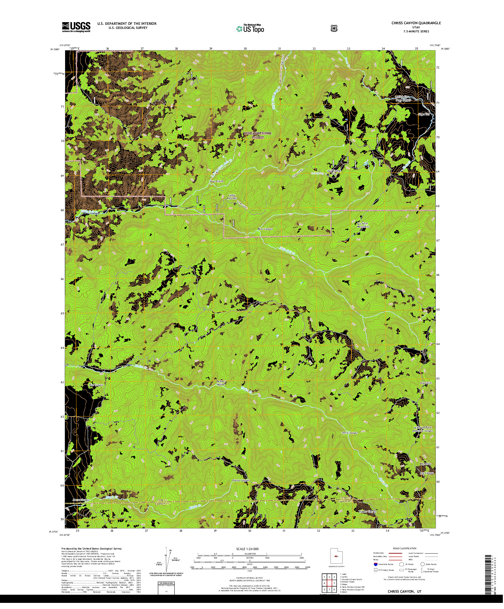USGS US TOPO 7.5-MINUTE MAP FOR CHRISS CANYON, UT 2020