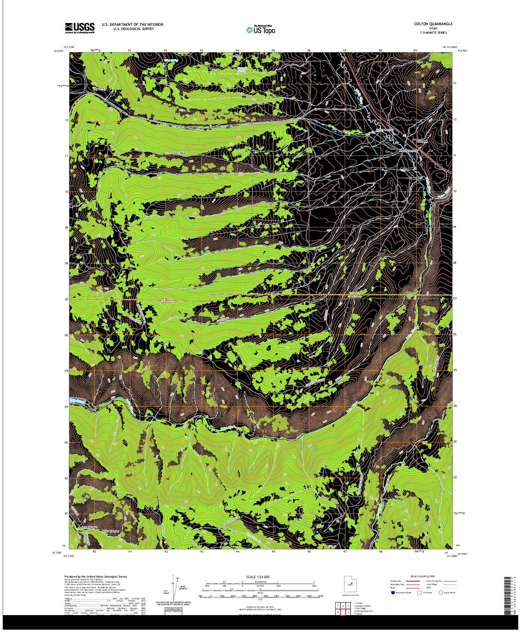 USGS US TOPO 7.5-MINUTE MAP FOR COLTON, UT 2020