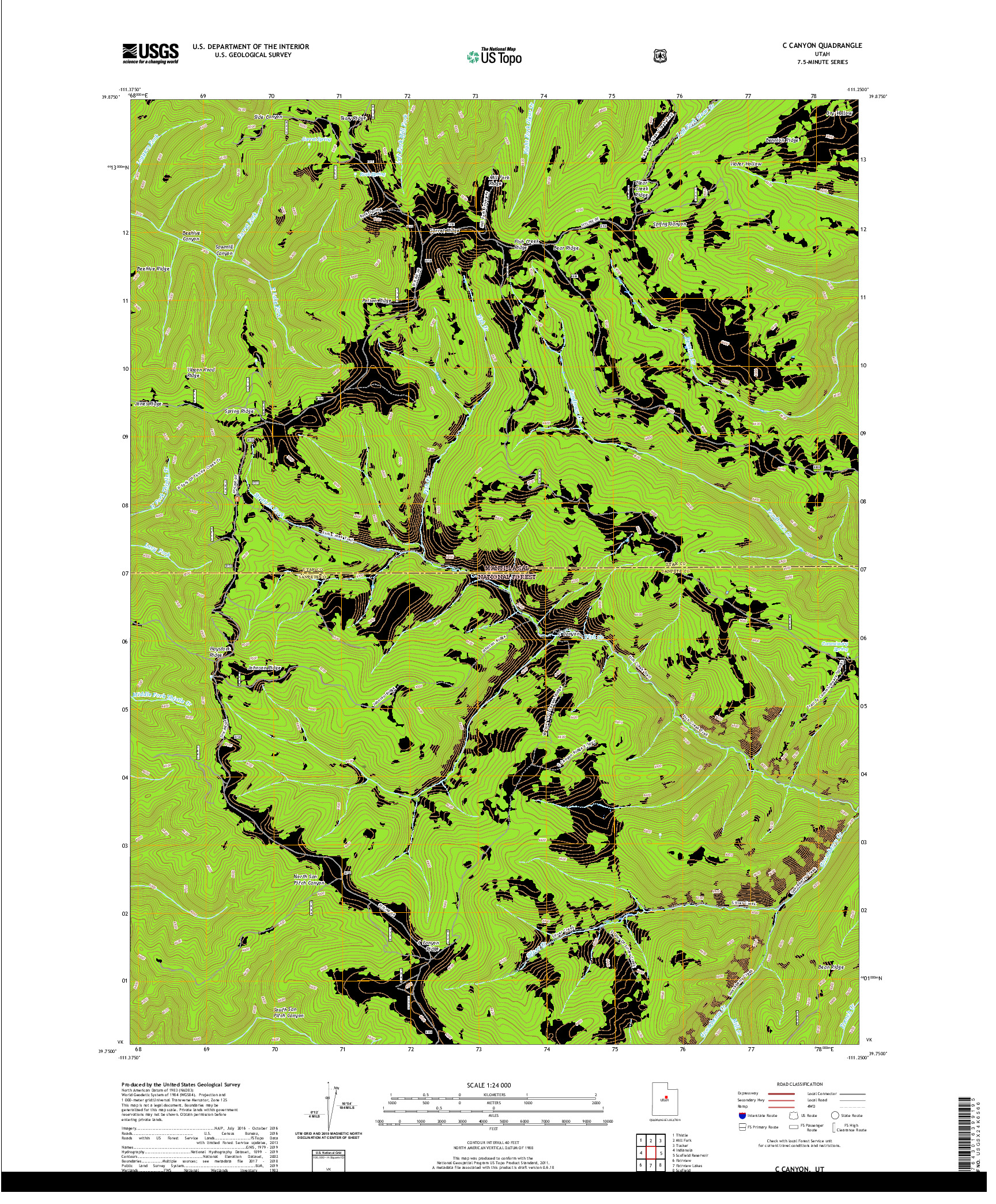 USGS US TOPO 7.5-MINUTE MAP FOR C CANYON, UT 2020