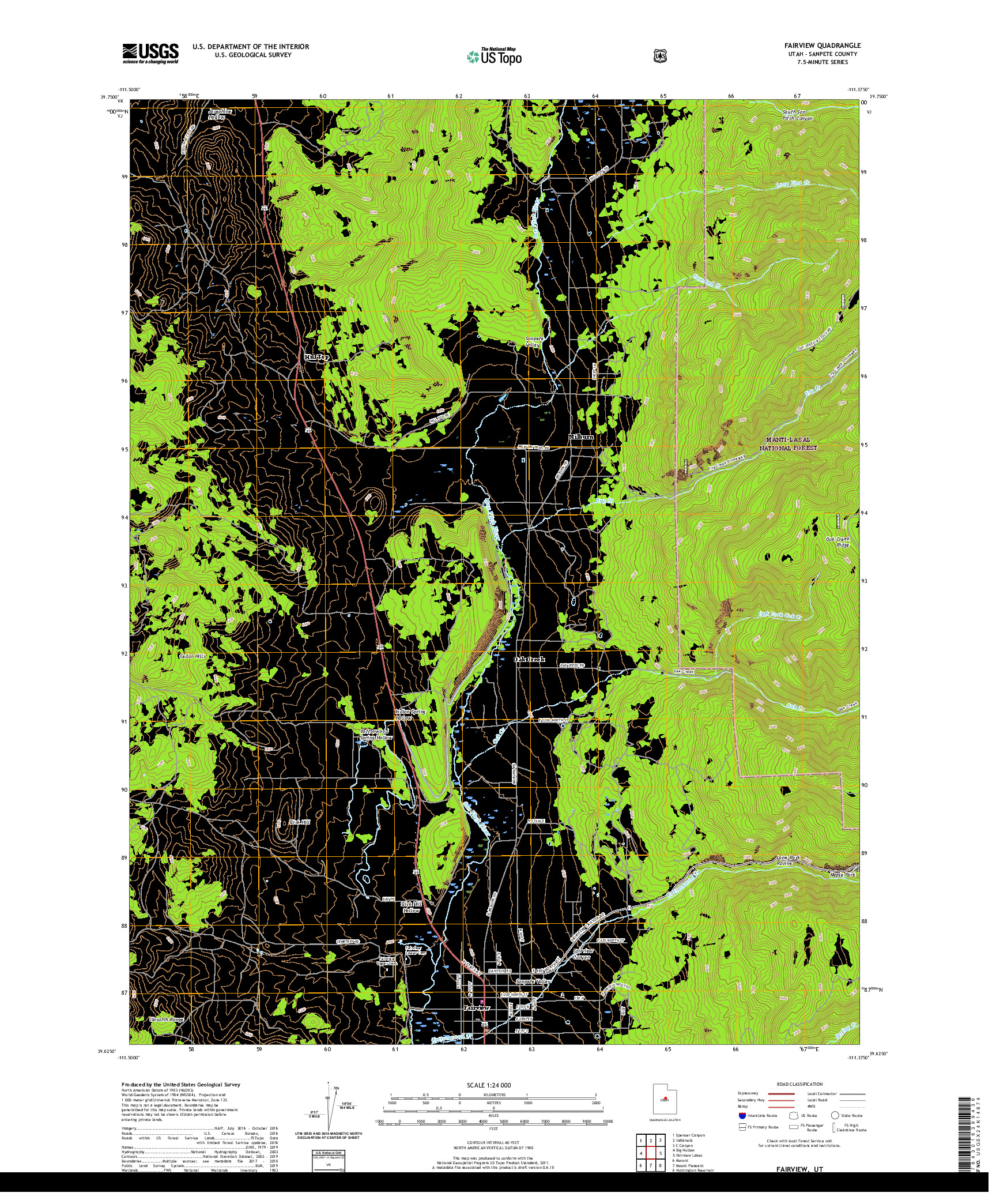 USGS US TOPO 7.5-MINUTE MAP FOR FAIRVIEW, UT 2020