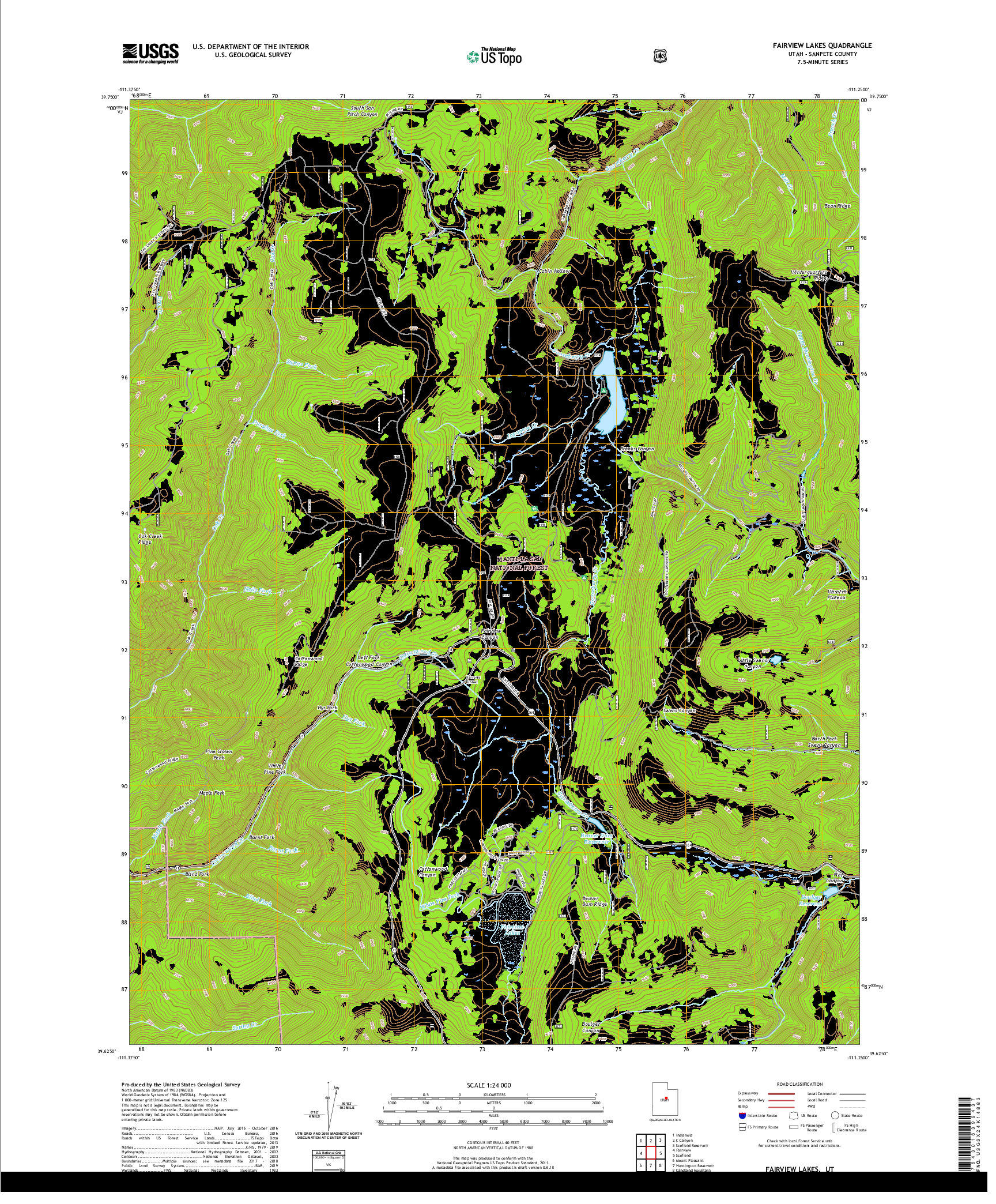 USGS US TOPO 7.5-MINUTE MAP FOR FAIRVIEW LAKES, UT 2020