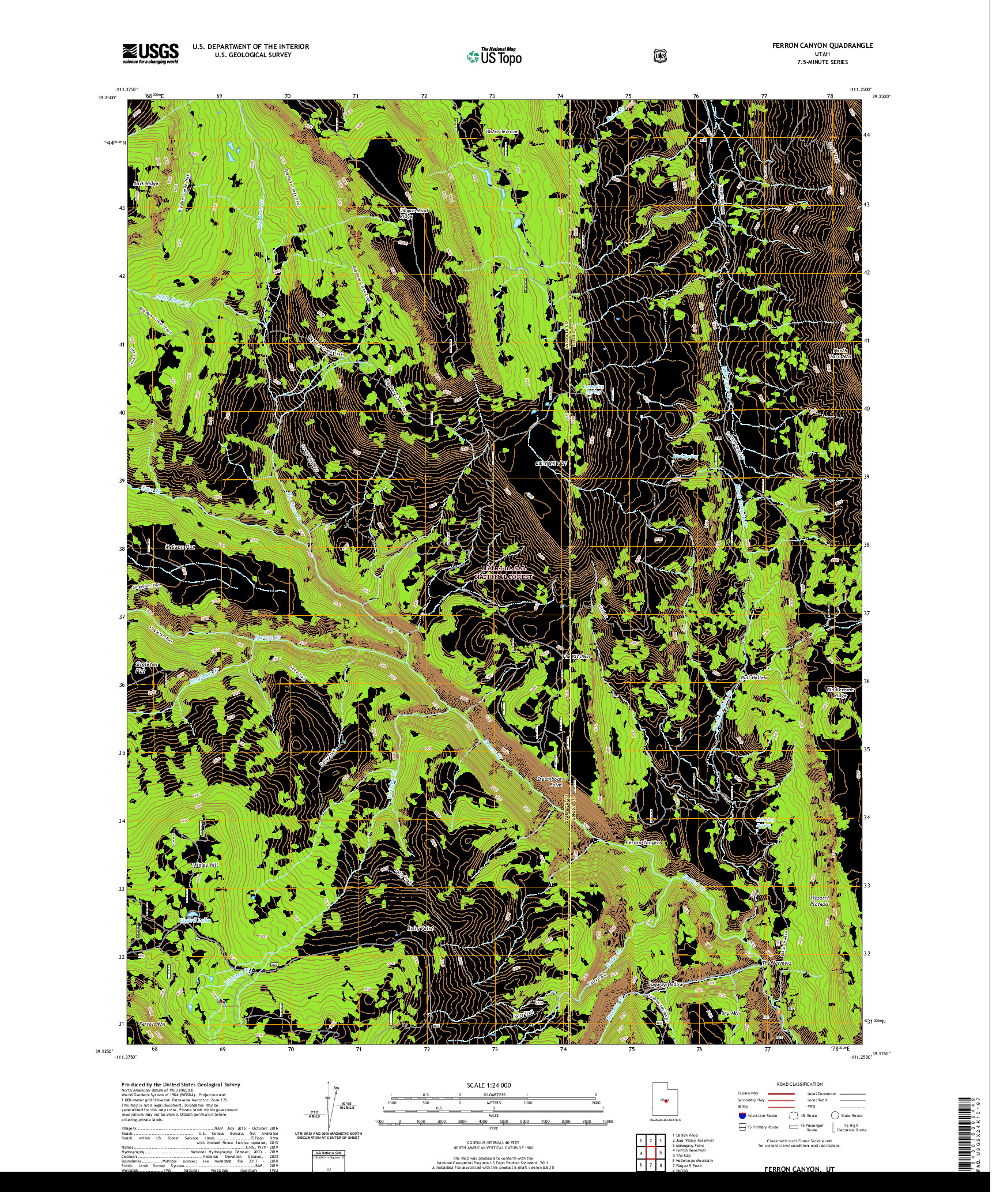 USGS US TOPO 7.5-MINUTE MAP FOR FERRON CANYON, UT 2020