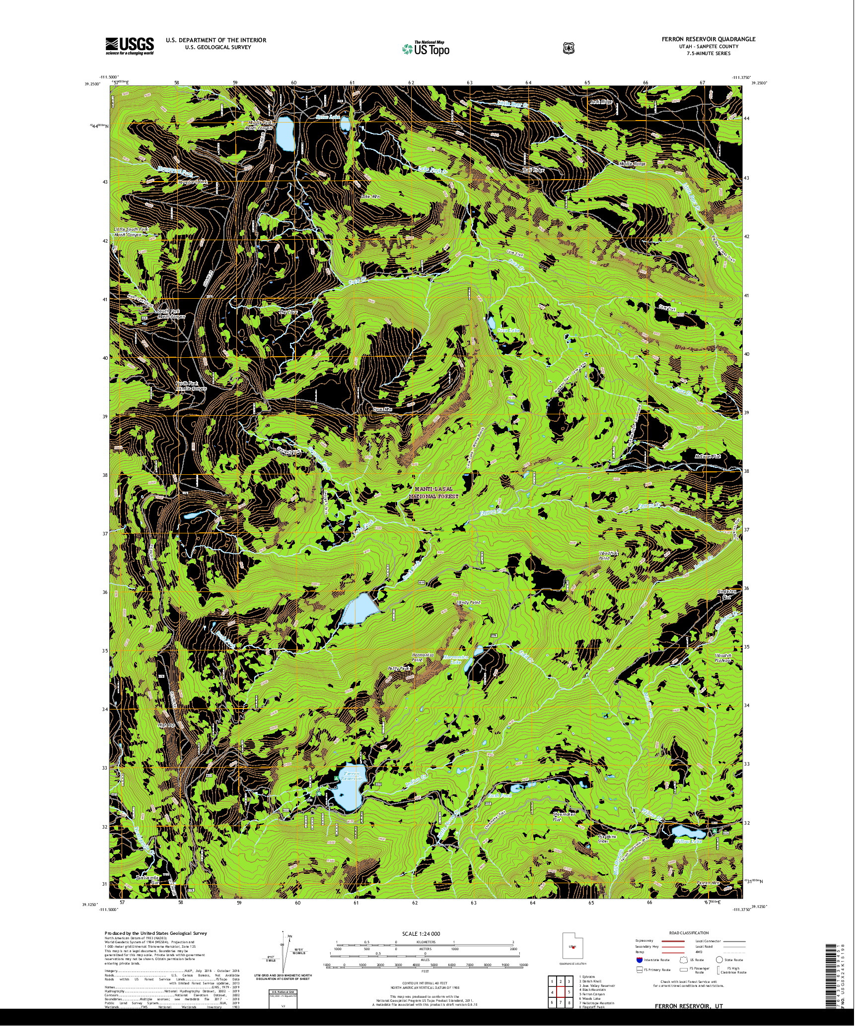 USGS US TOPO 7.5-MINUTE MAP FOR FERRON RESERVOIR, UT 2020