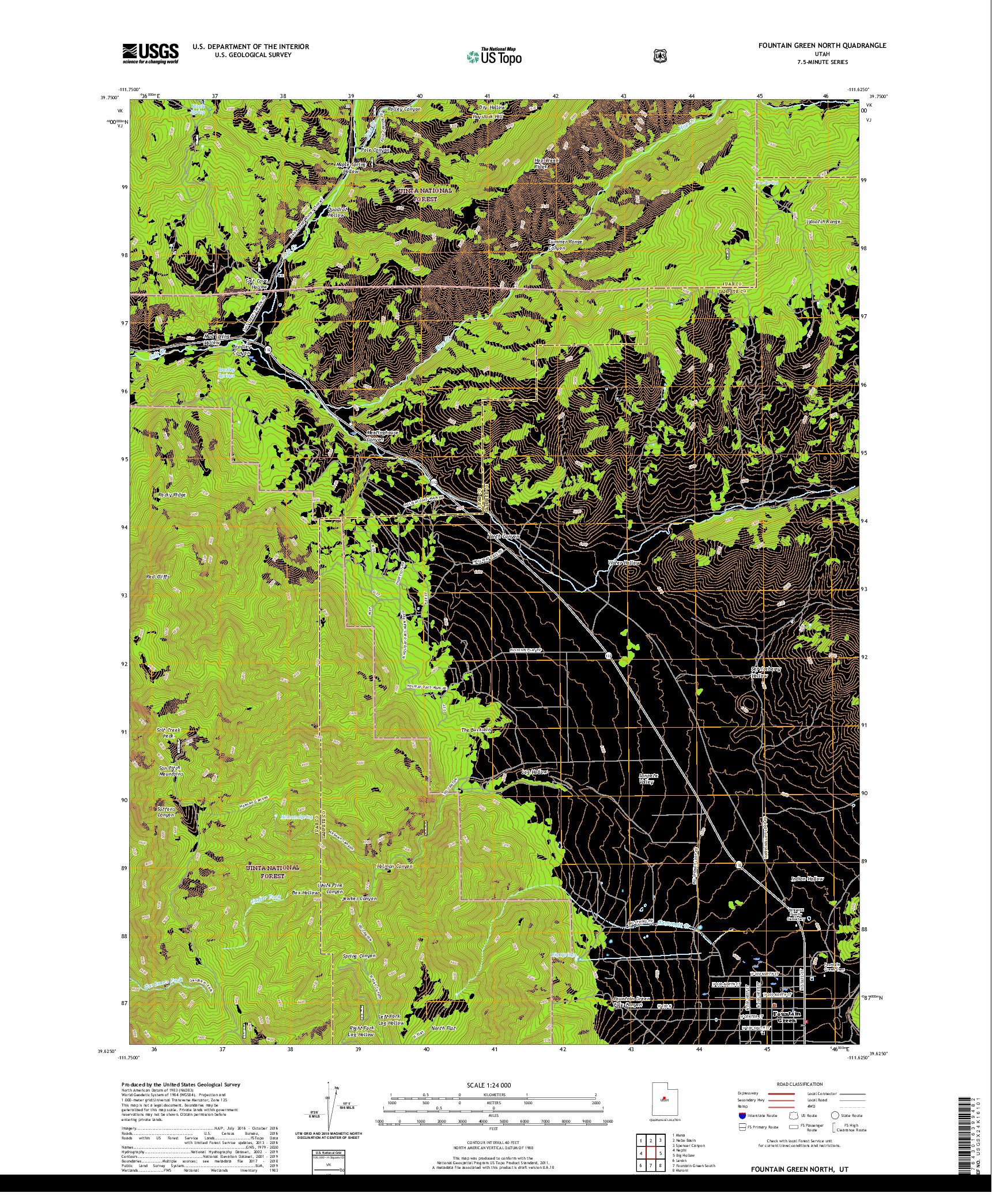 USGS US TOPO 7.5-MINUTE MAP FOR FOUNTAIN GREEN NORTH, UT 2020