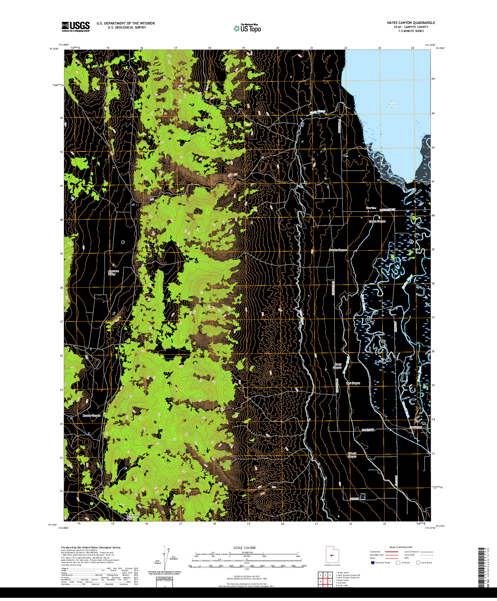 USGS US TOPO 7.5-MINUTE MAP FOR HAYES CANYON, UT 2020