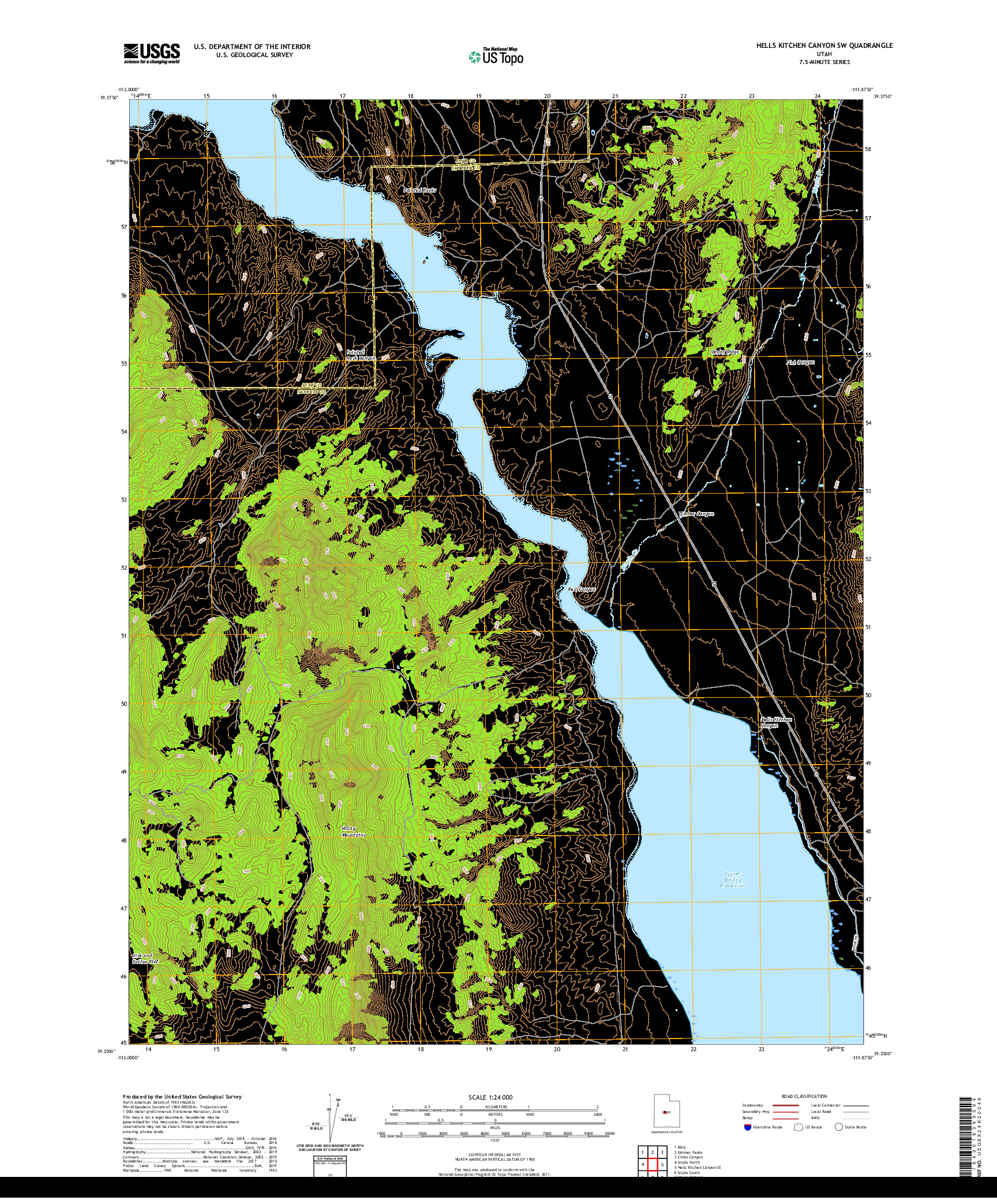 USGS US TOPO 7.5-MINUTE MAP FOR HELLS KITCHEN CANYON SW, UT 2020