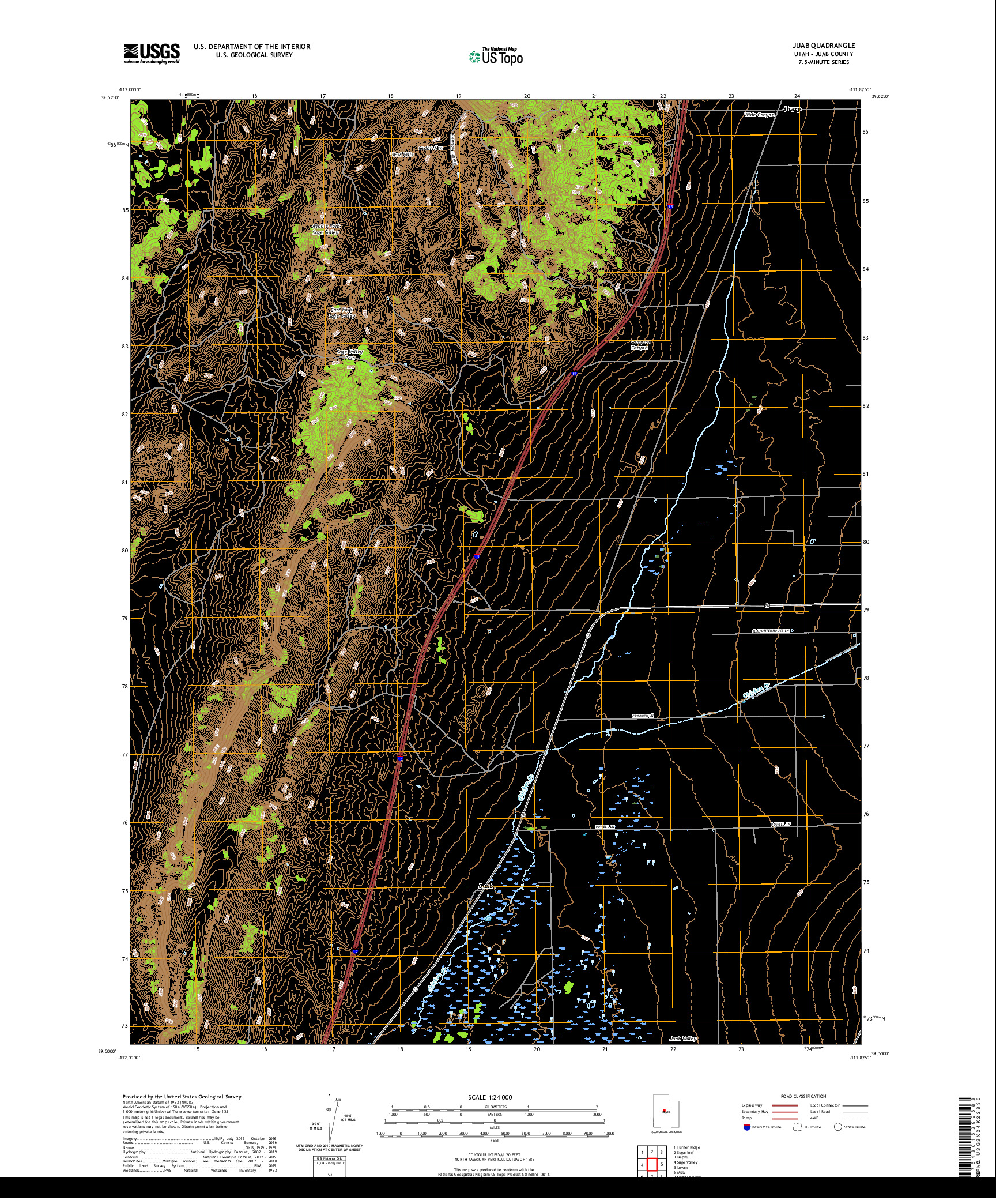 USGS US TOPO 7.5-MINUTE MAP FOR JUAB, UT 2020