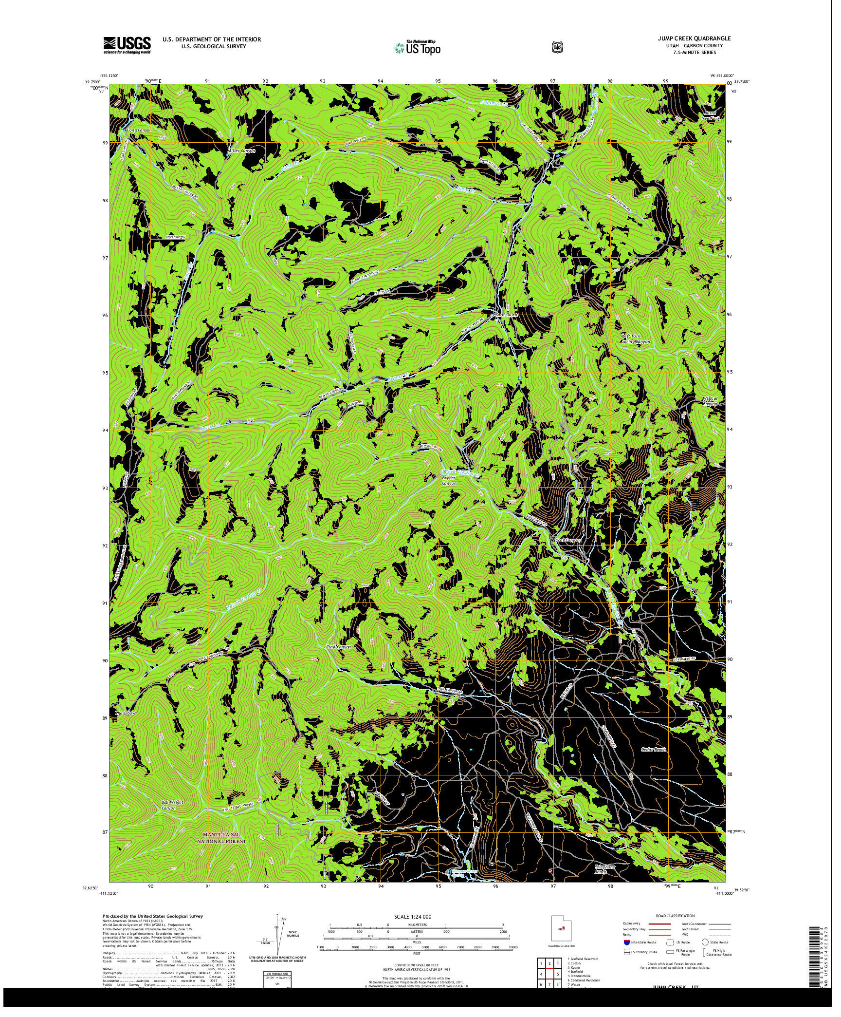 USGS US TOPO 7.5-MINUTE MAP FOR JUMP CREEK, UT 2020