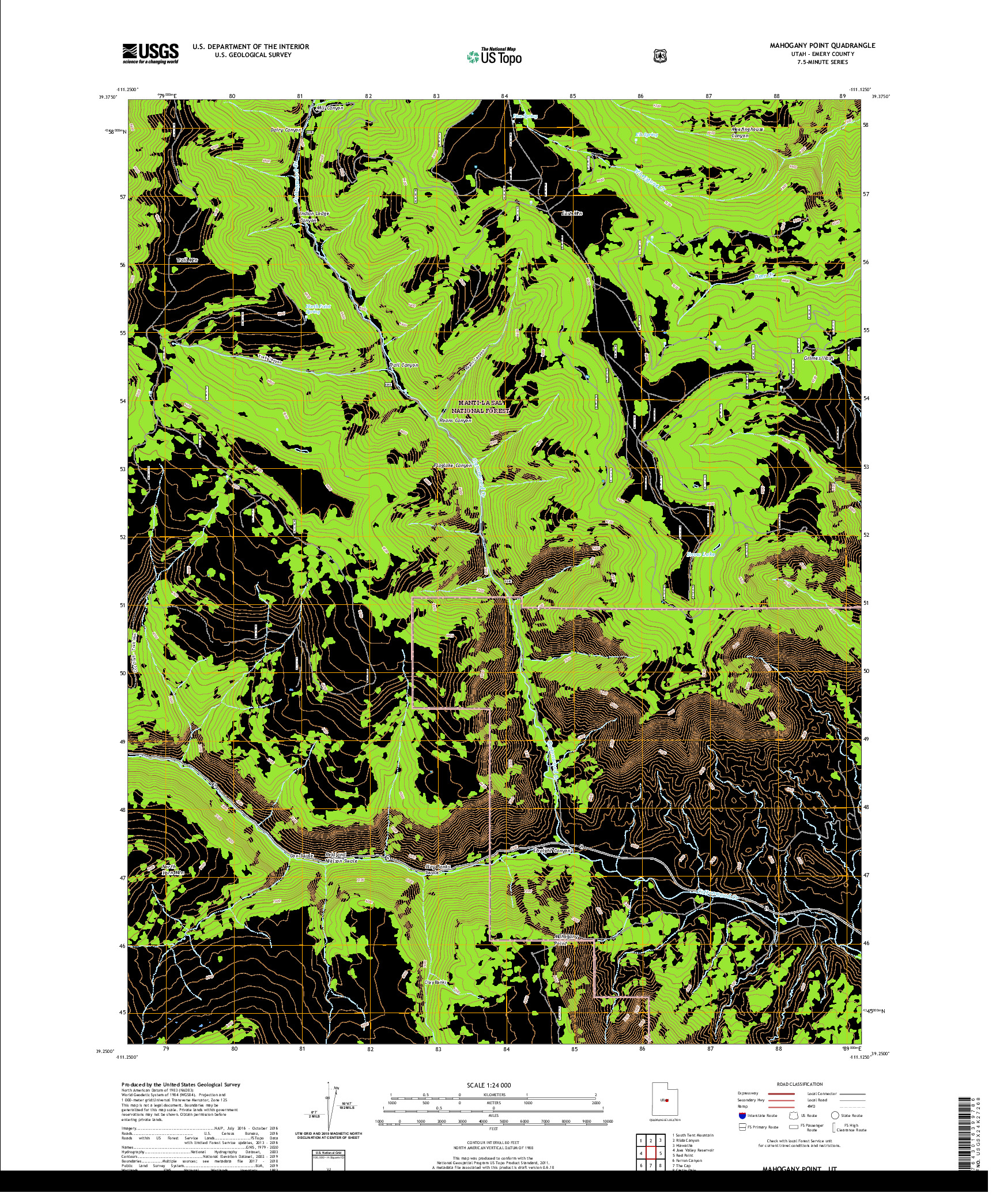 USGS US TOPO 7.5-MINUTE MAP FOR MAHOGANY POINT, UT 2020