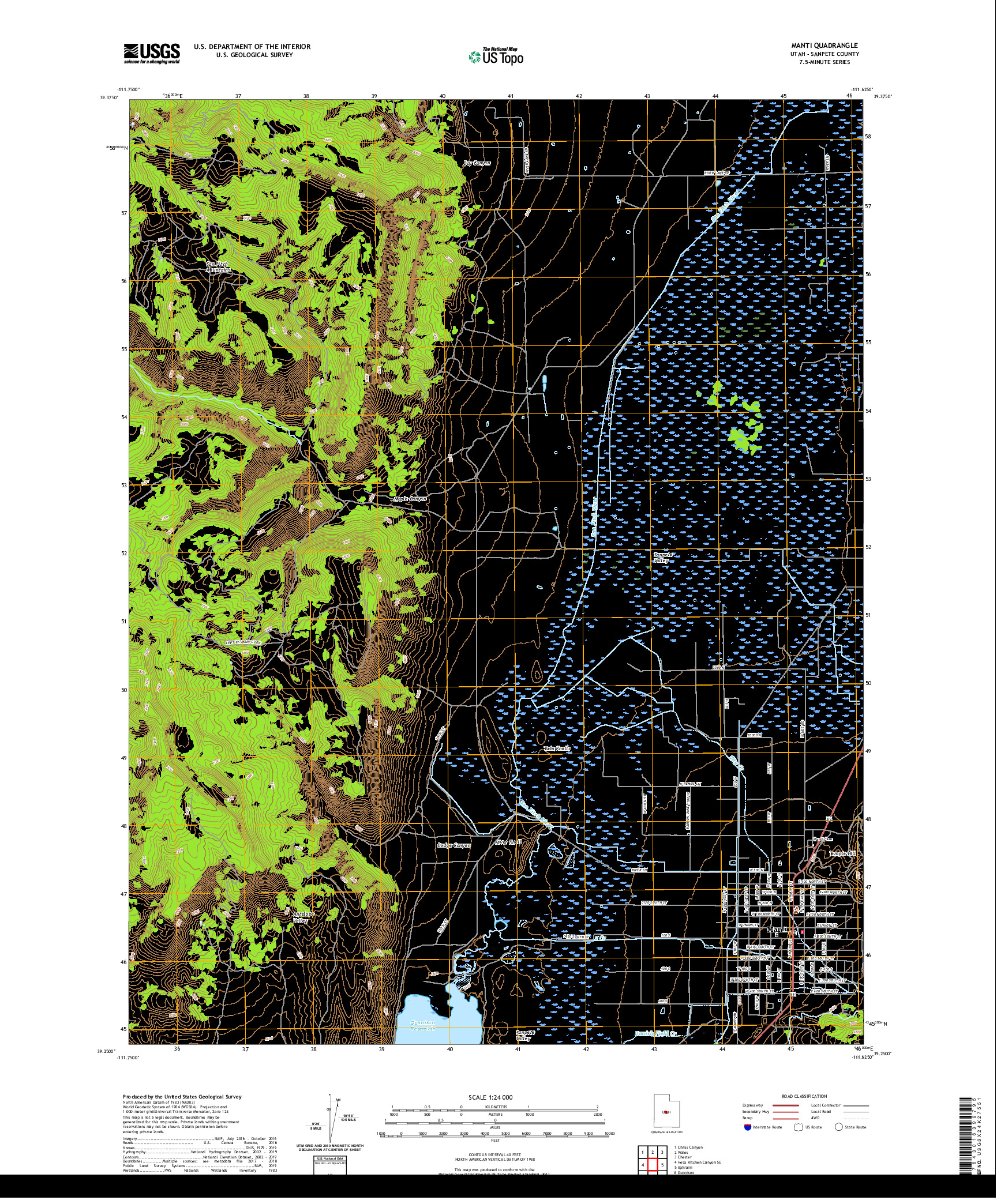 USGS US TOPO 7.5-MINUTE MAP FOR MANTI, UT 2020