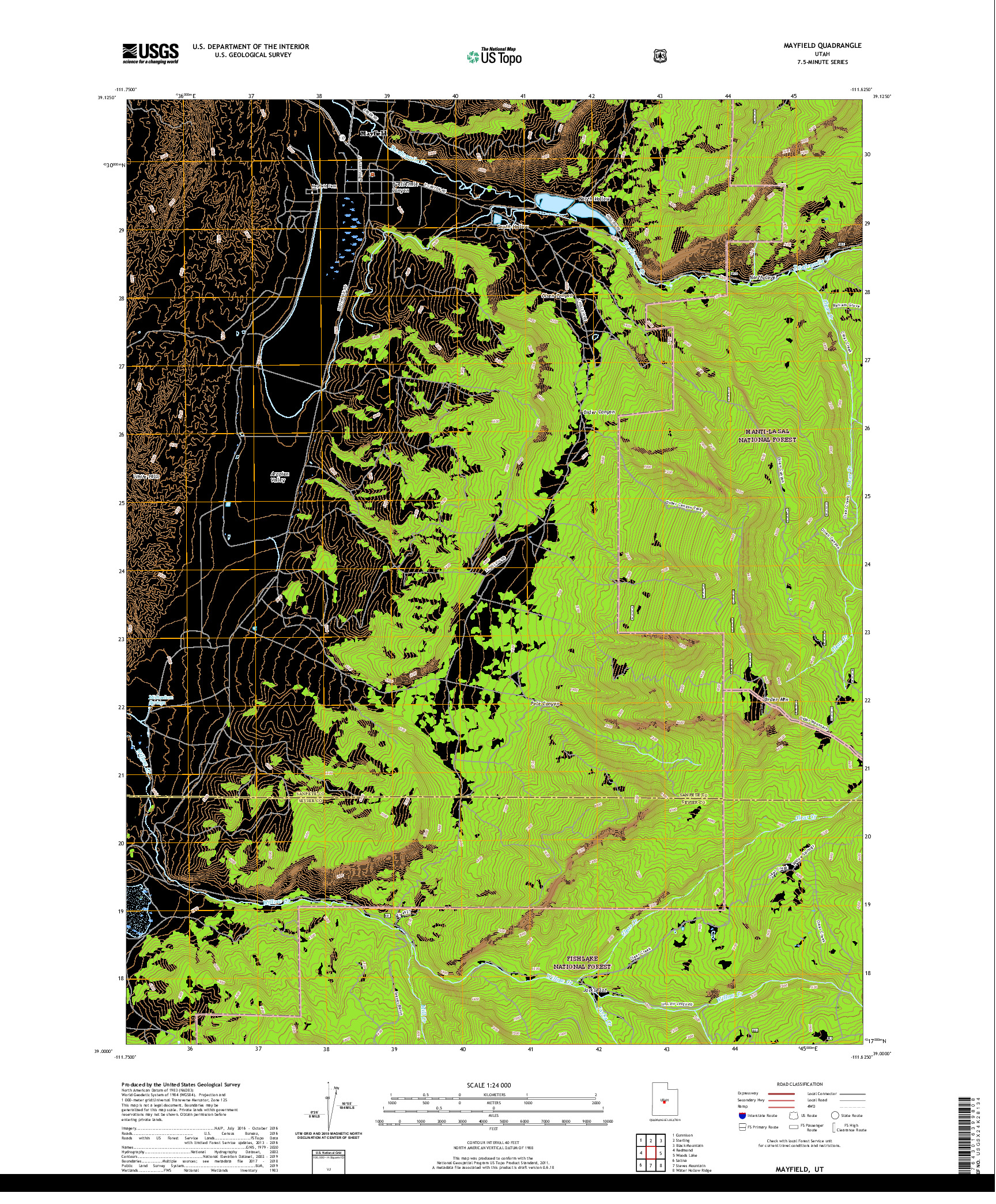 USGS US TOPO 7.5-MINUTE MAP FOR MAYFIELD, UT 2020