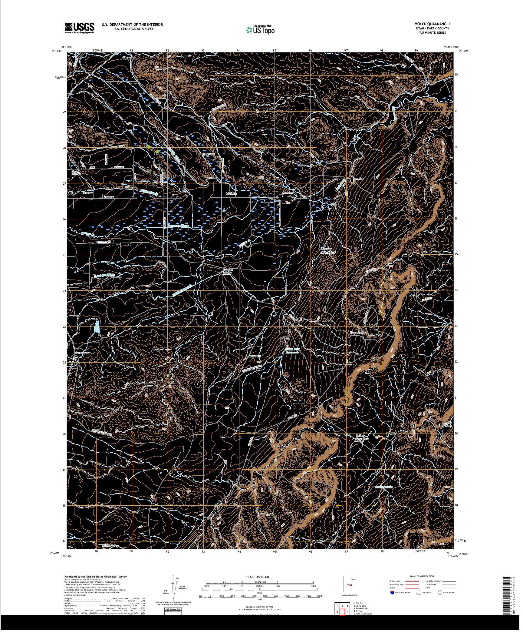 USGS US TOPO 7.5-MINUTE MAP FOR MOLEN, UT 2020