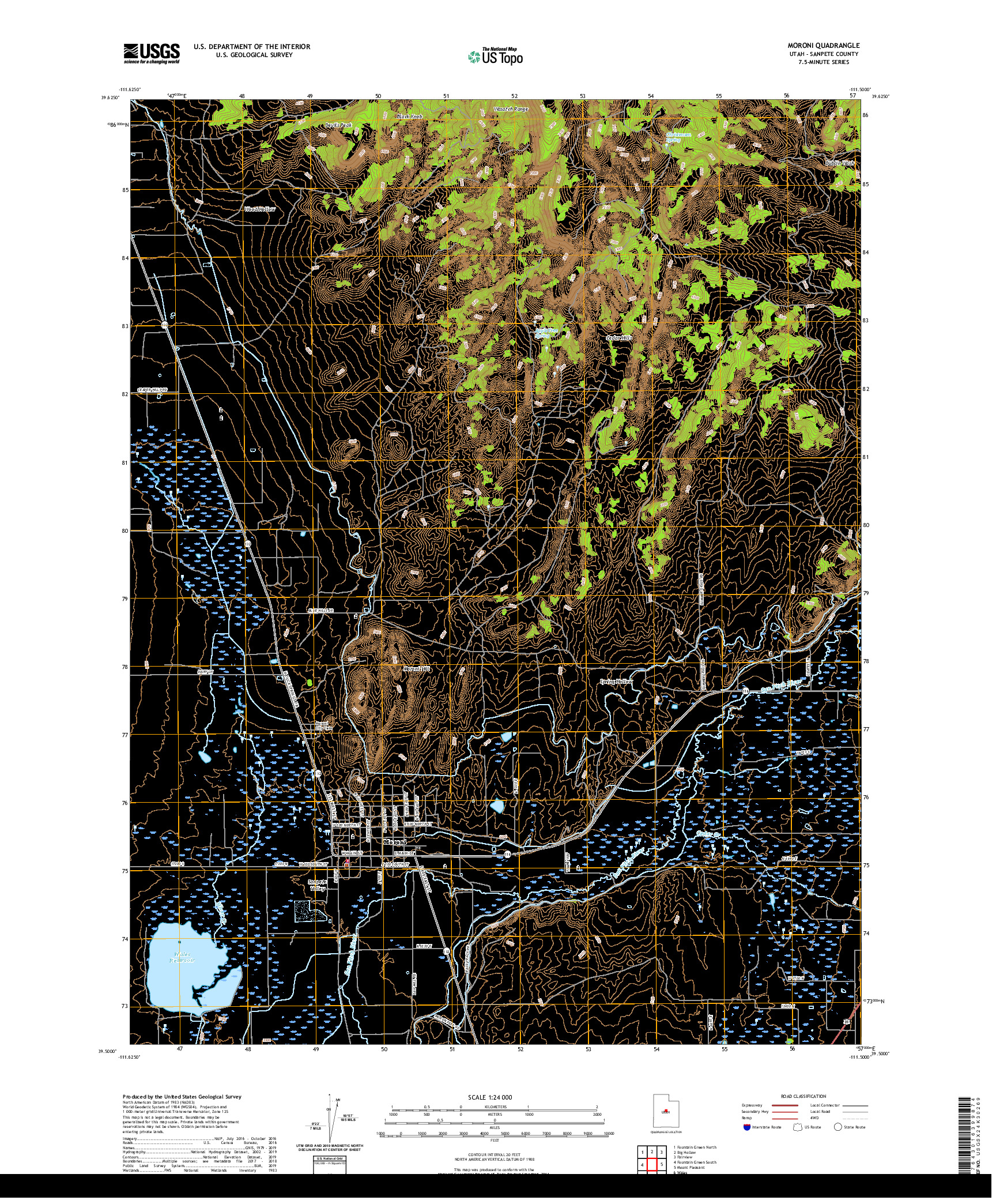 USGS US TOPO 7.5-MINUTE MAP FOR MORONI, UT 2020