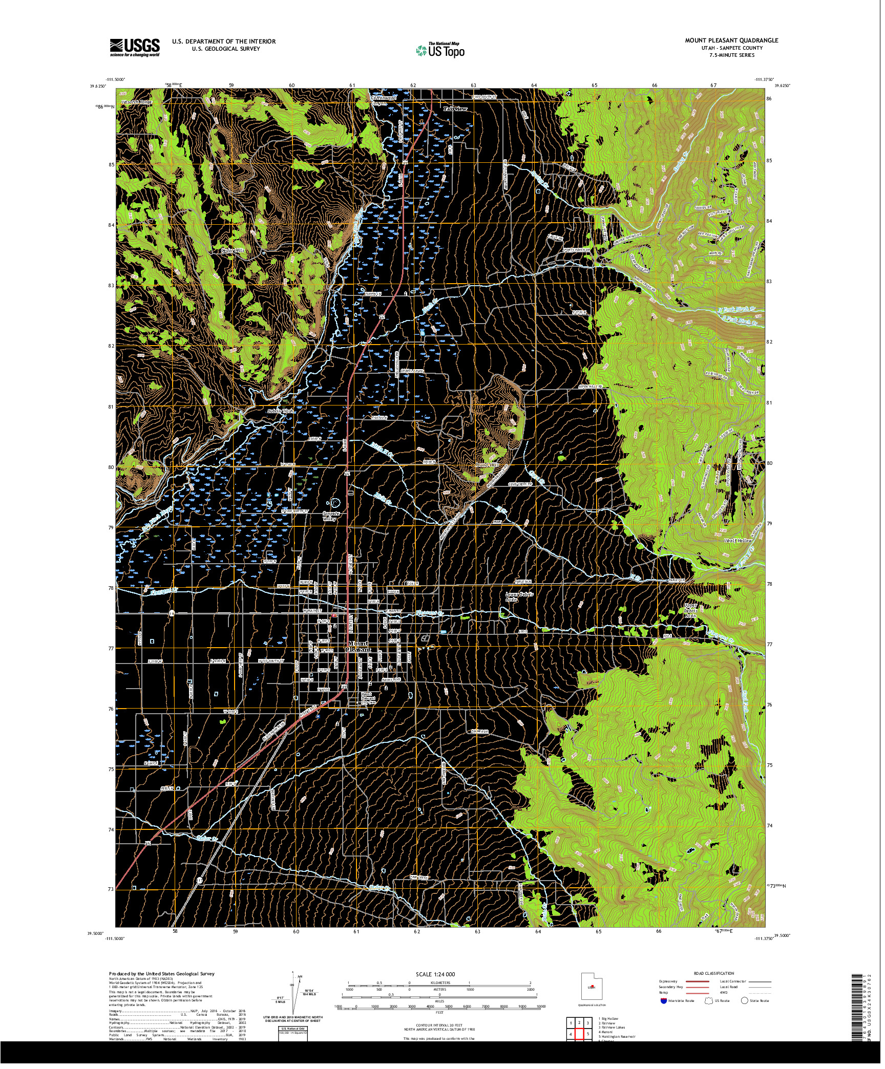 USGS US TOPO 7.5-MINUTE MAP FOR MOUNT PLEASANT, UT 2020