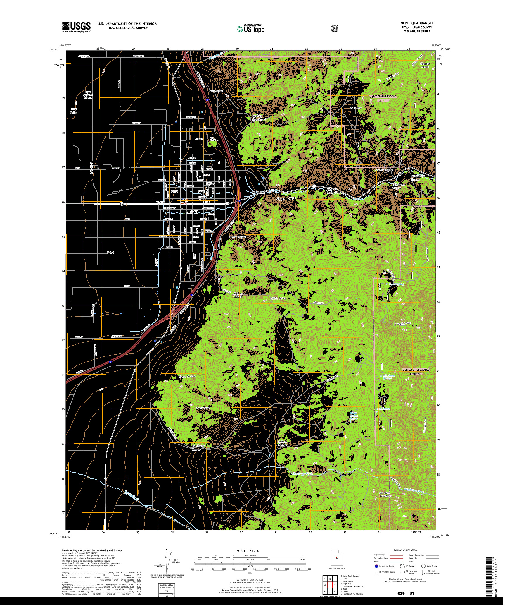 USGS US TOPO 7.5-MINUTE MAP FOR NEPHI, UT 2020