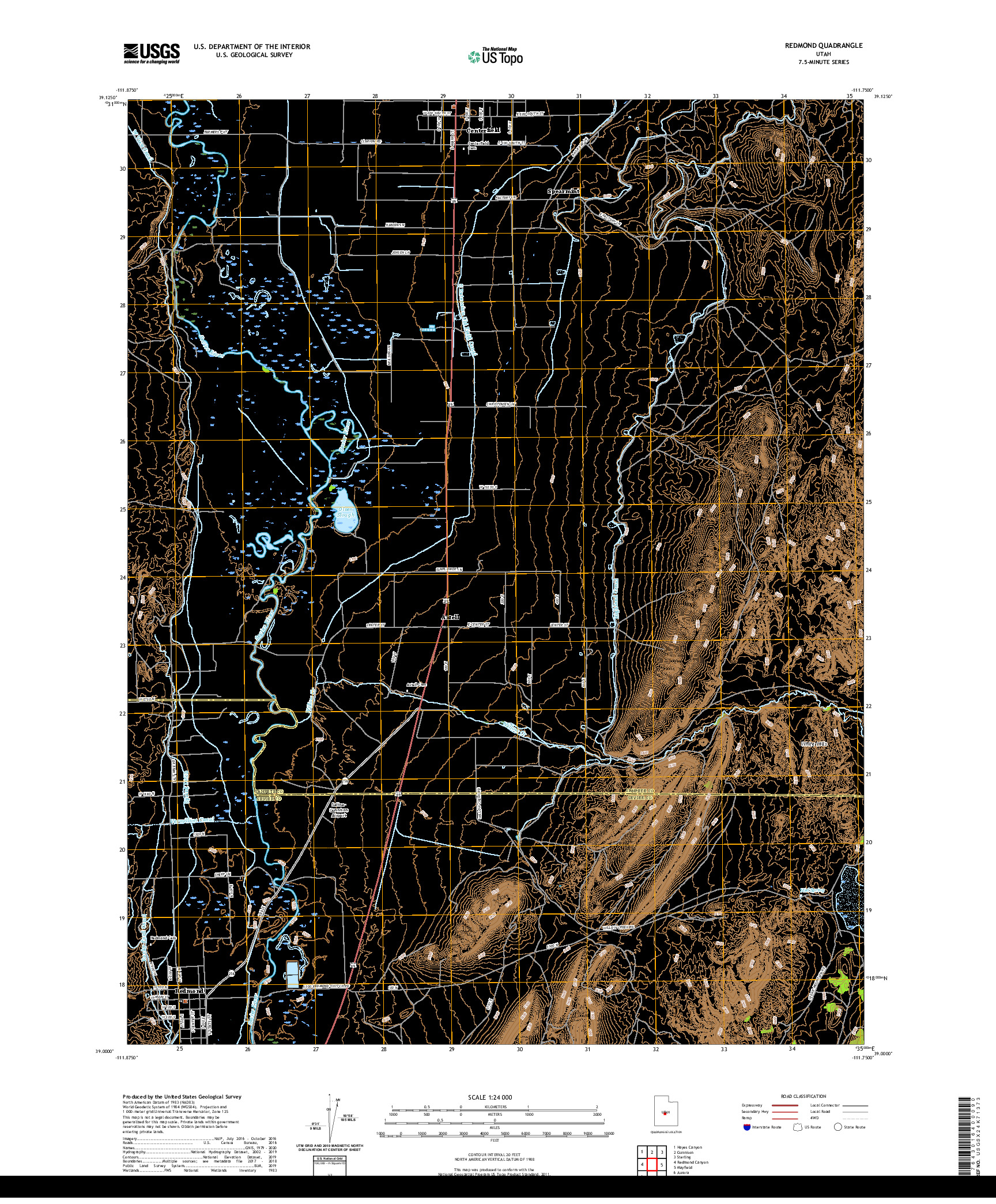 USGS US TOPO 7.5-MINUTE MAP FOR REDMOND, UT 2020