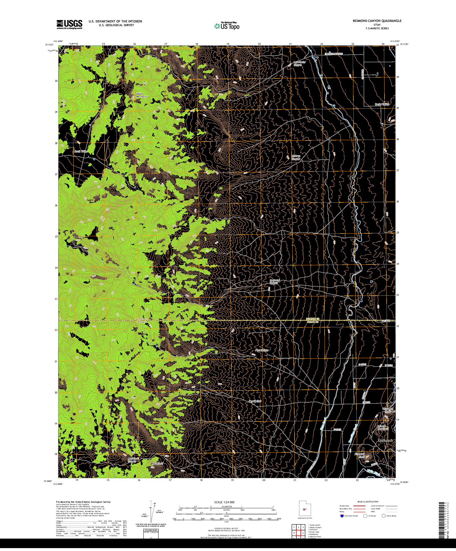 USGS US TOPO 7.5-MINUTE MAP FOR REDMOND CANYON, UT 2020