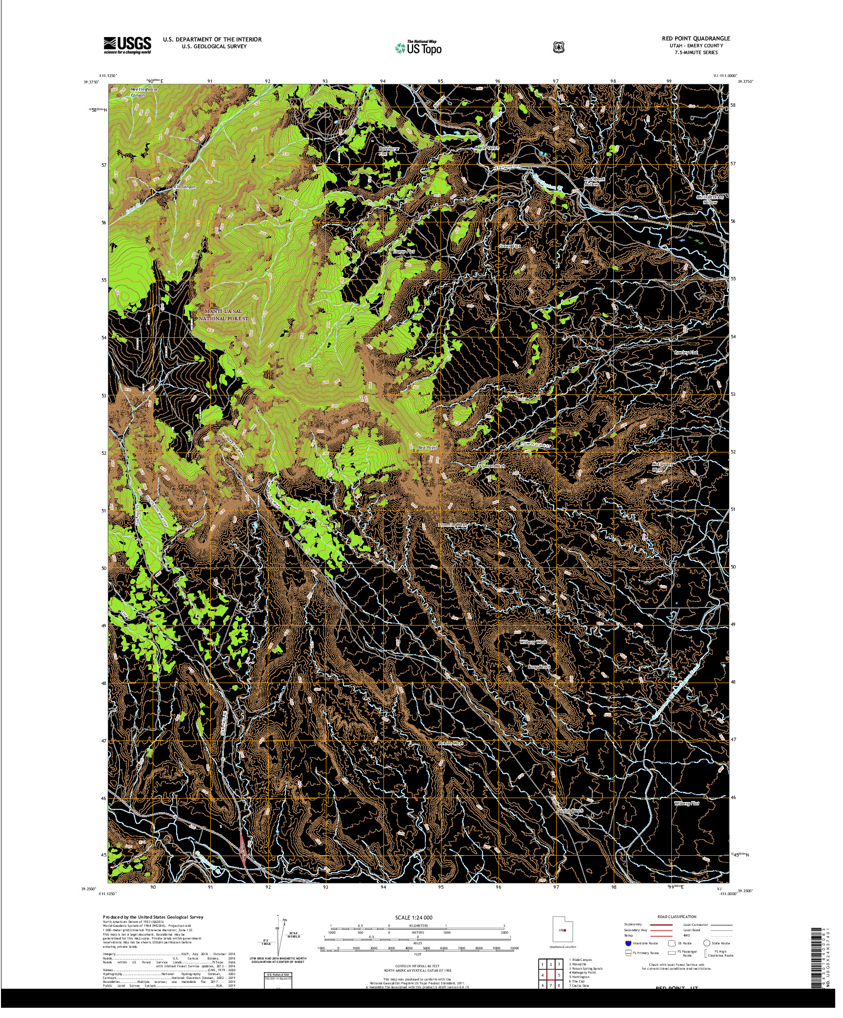 USGS US TOPO 7.5-MINUTE MAP FOR RED POINT, UT 2020