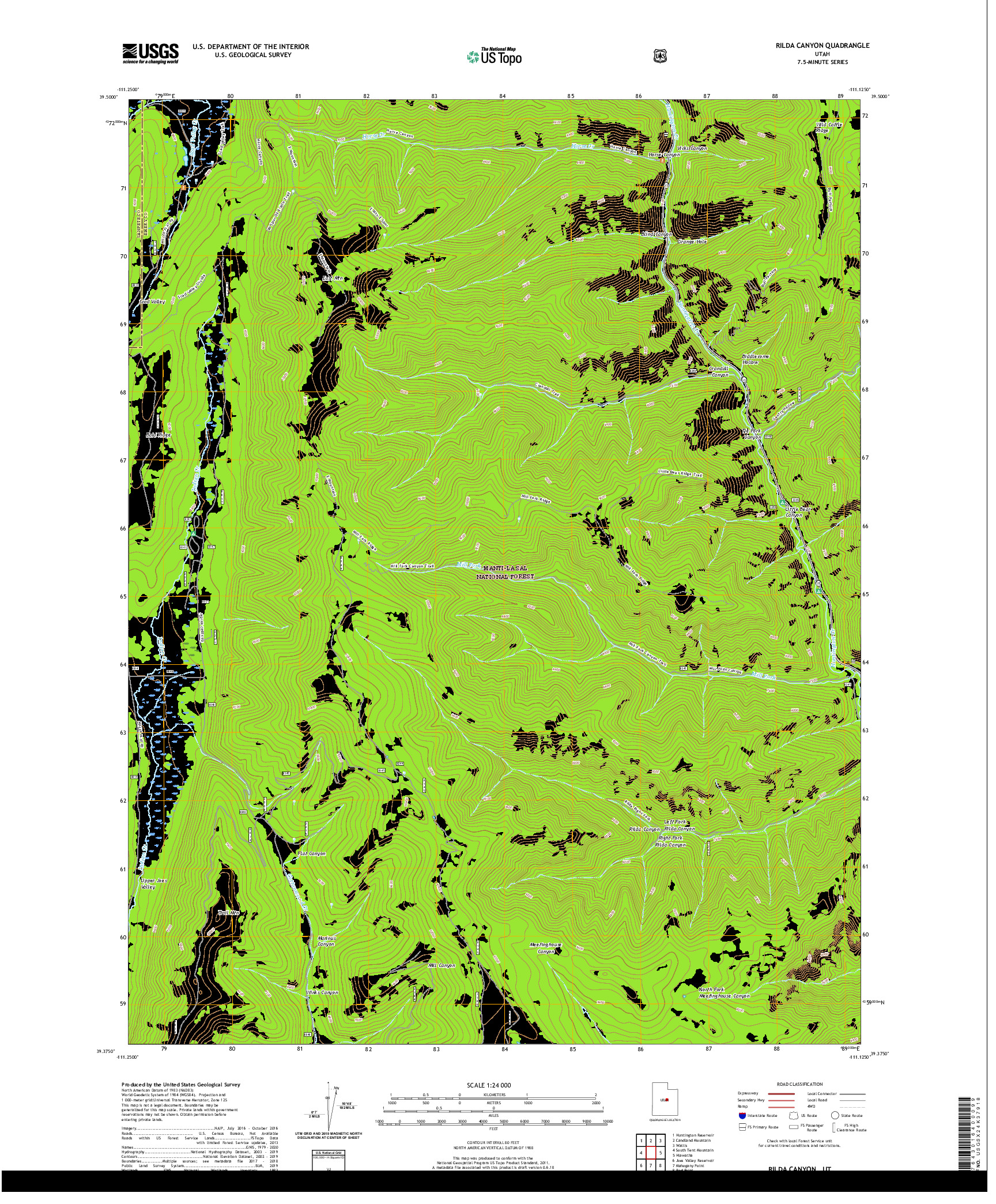 USGS US TOPO 7.5-MINUTE MAP FOR RILDA CANYON, UT 2020