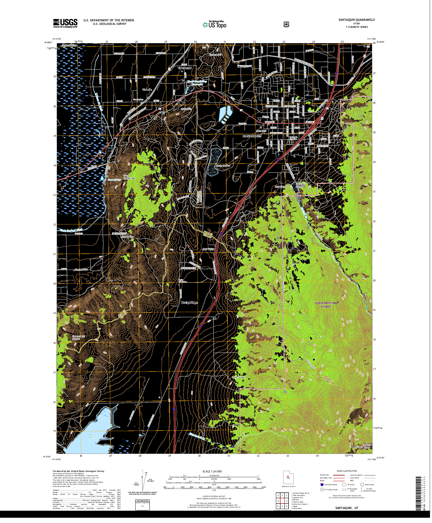 USGS US TOPO 7.5-MINUTE MAP FOR SANTAQUIN, UT 2020