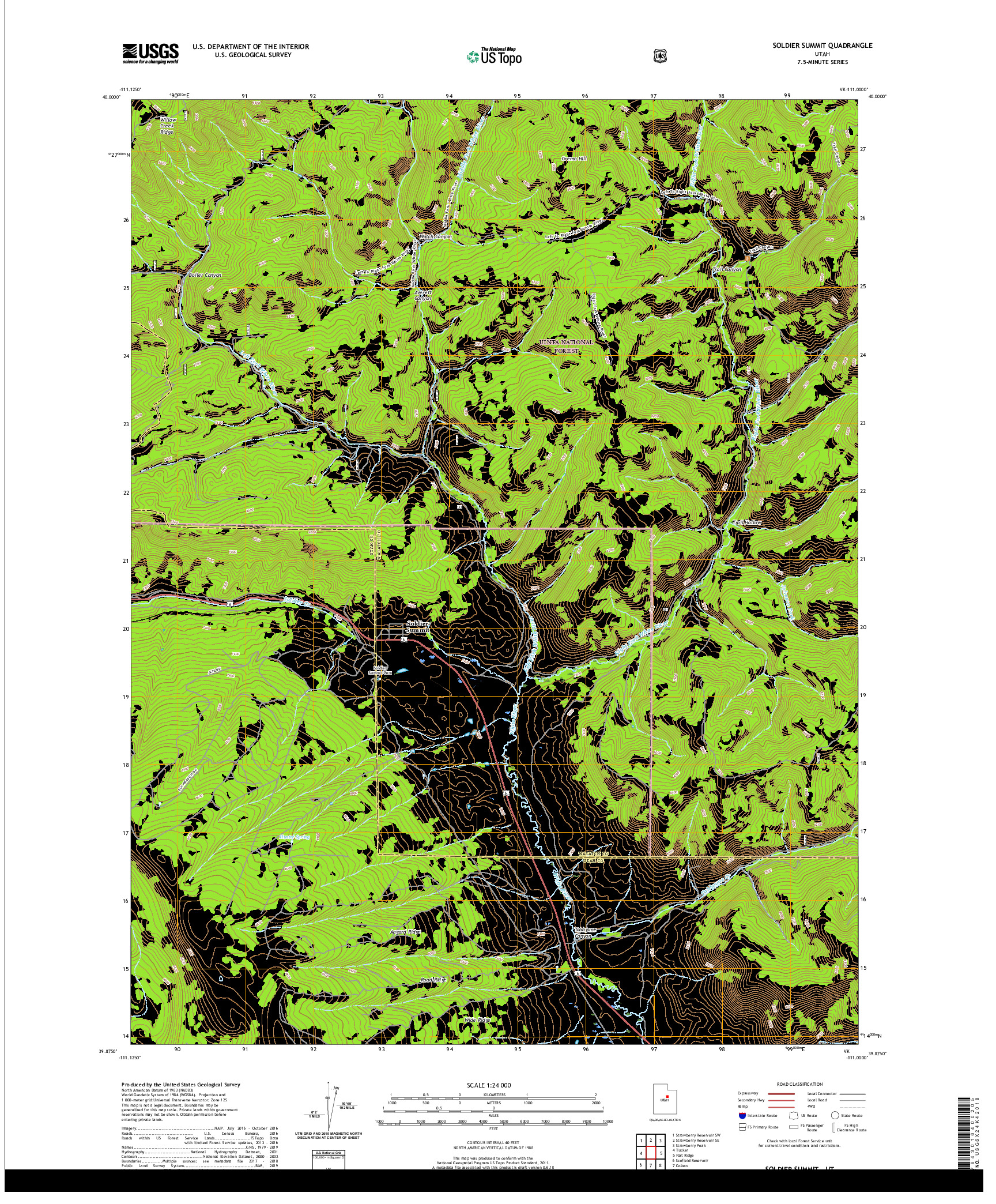 USGS US TOPO 7.5-MINUTE MAP FOR SOLDIER SUMMIT, UT 2020