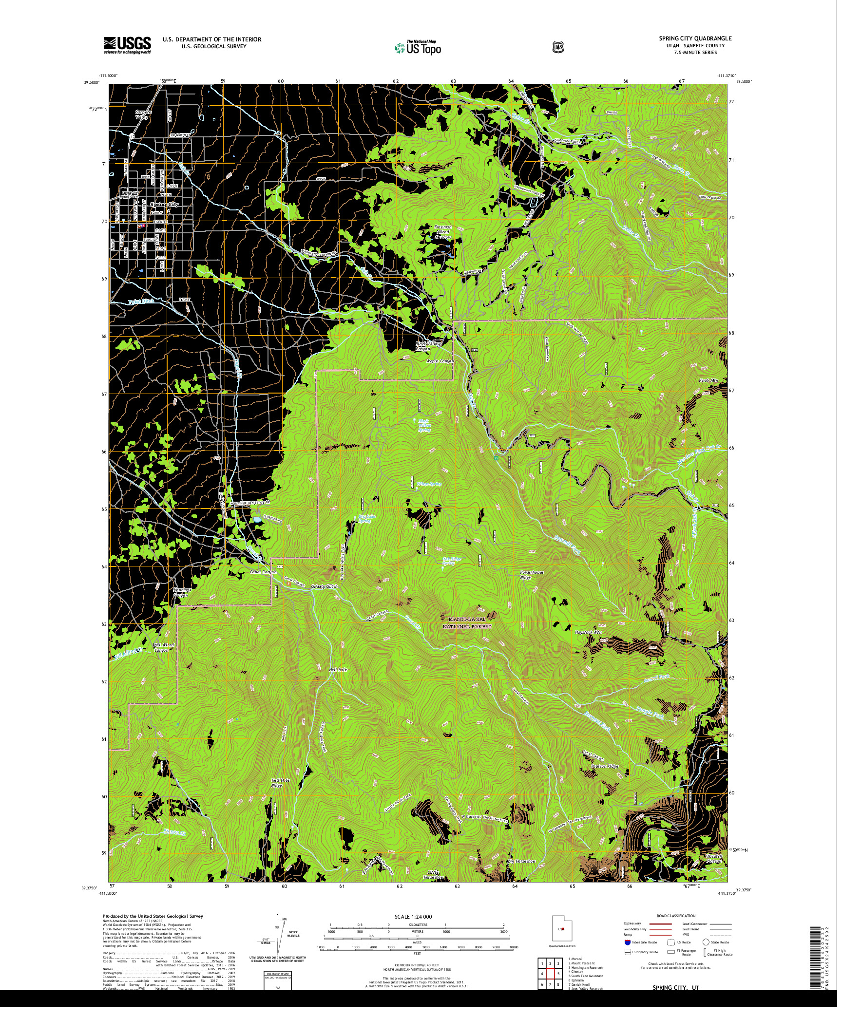 USGS US TOPO 7.5-MINUTE MAP FOR SPRING CITY, UT 2020