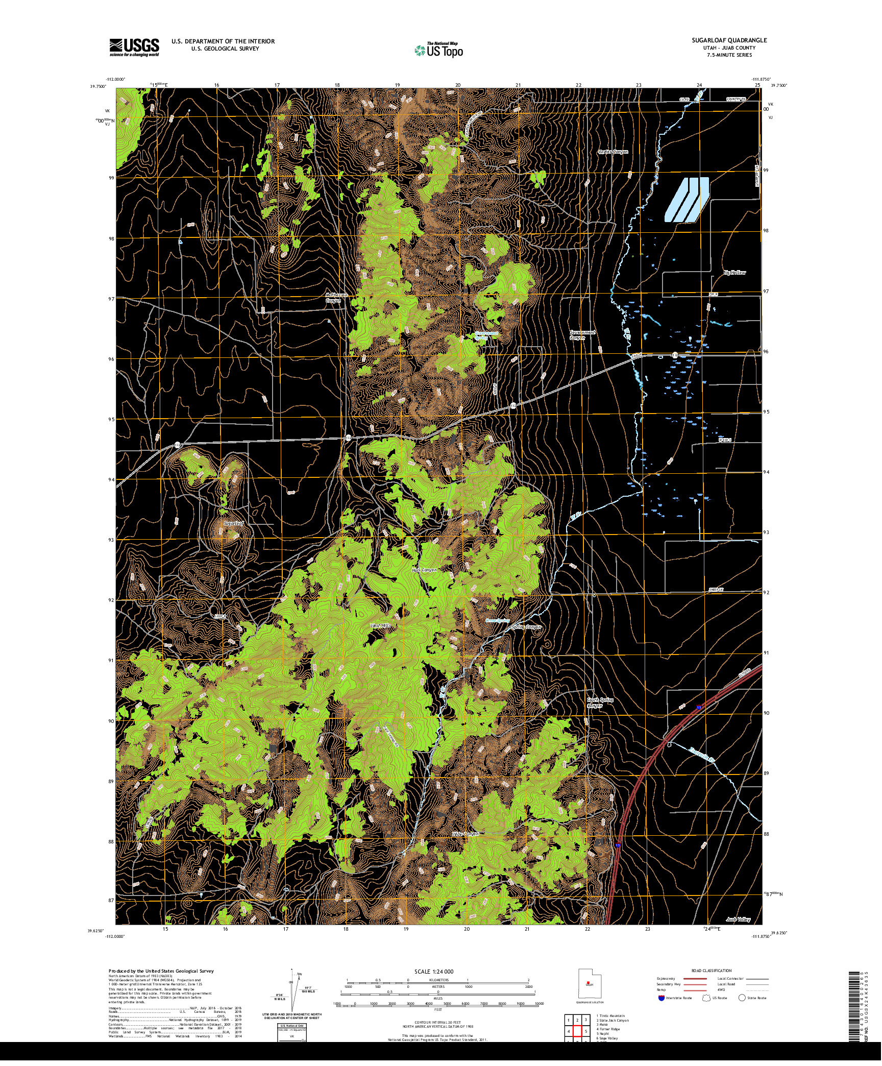 USGS US TOPO 7.5-MINUTE MAP FOR SUGARLOAF, UT 2020