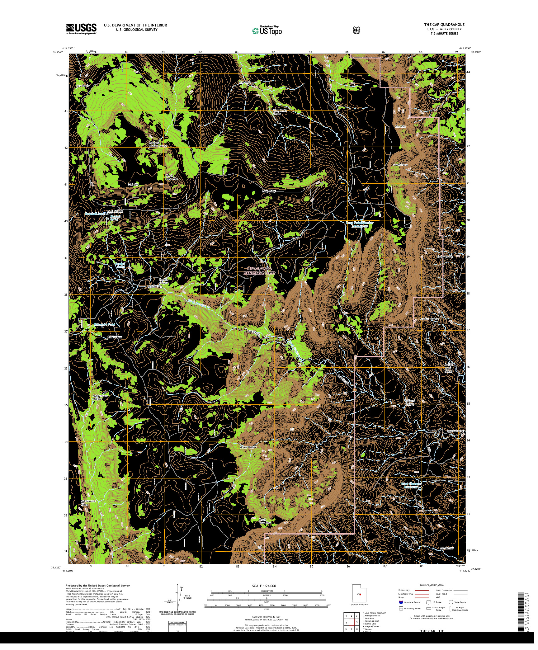 USGS US TOPO 7.5-MINUTE MAP FOR THE CAP, UT 2020