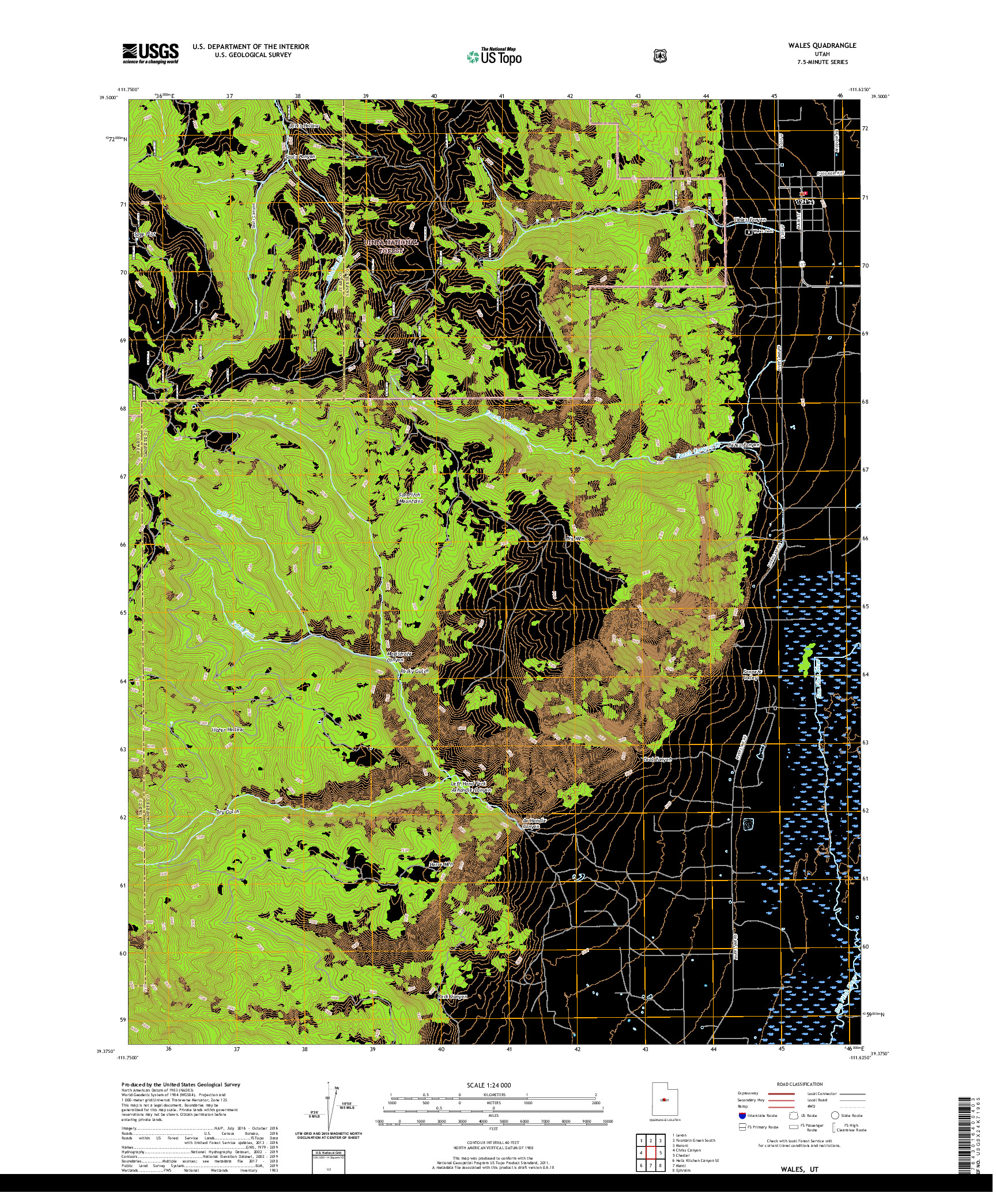 USGS US TOPO 7.5-MINUTE MAP FOR WALES, UT 2020