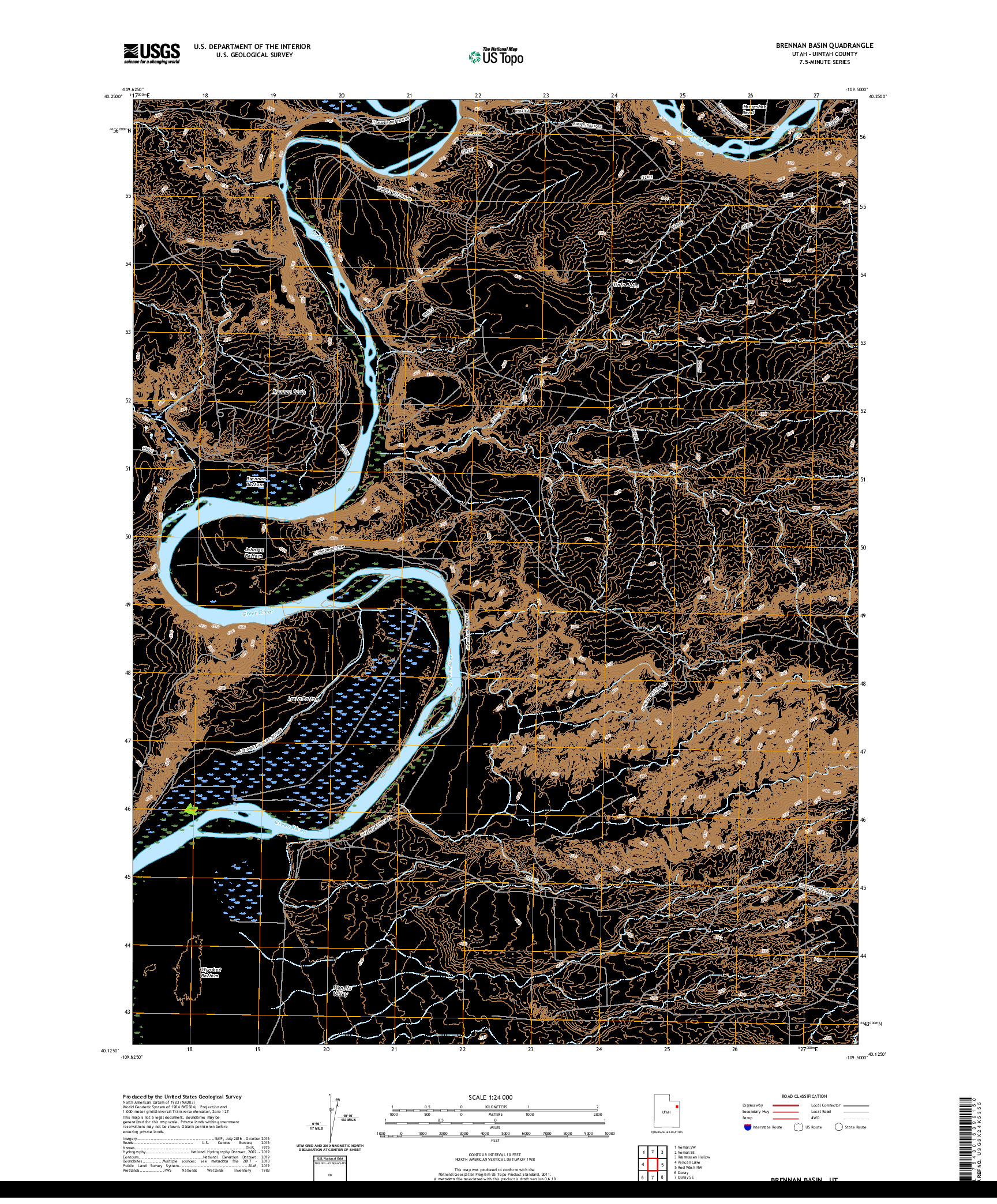 USGS US TOPO 7.5-MINUTE MAP FOR BRENNAN BASIN, UT 2020