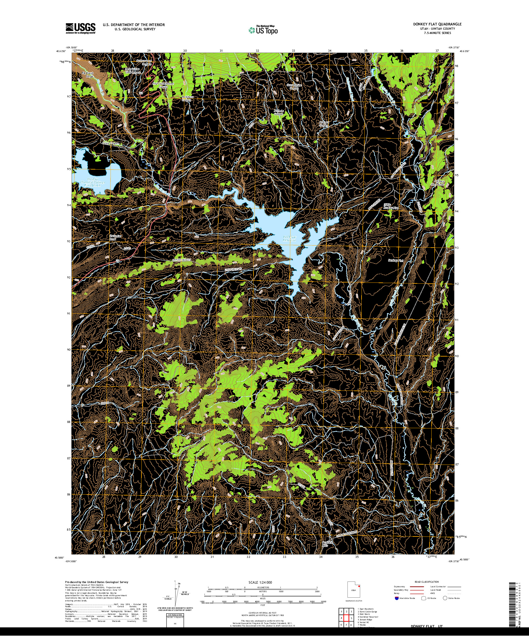 USGS US TOPO 7.5-MINUTE MAP FOR DONKEY FLAT, UT 2020