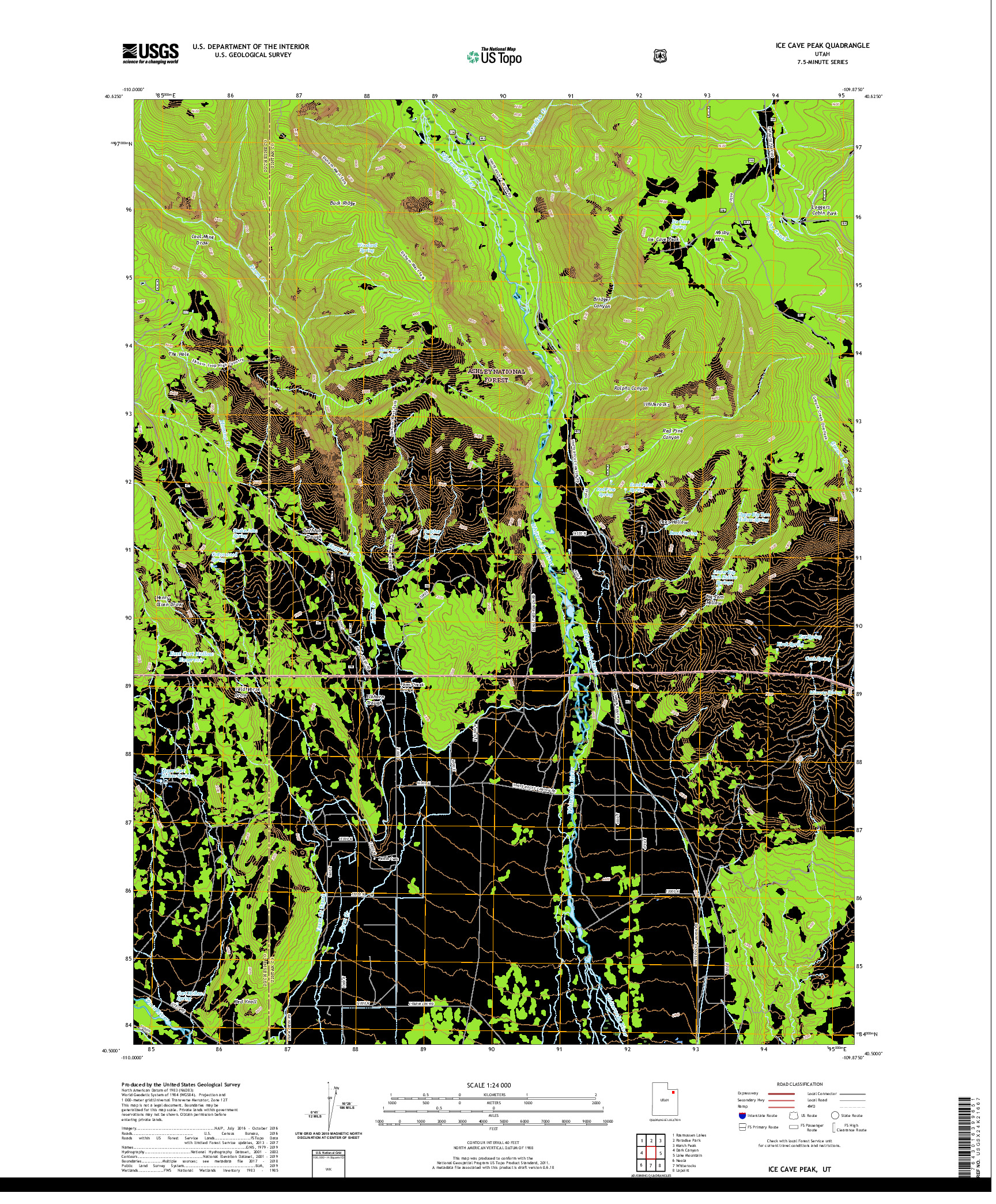 USGS US TOPO 7.5-MINUTE MAP FOR ICE CAVE PEAK, UT 2020