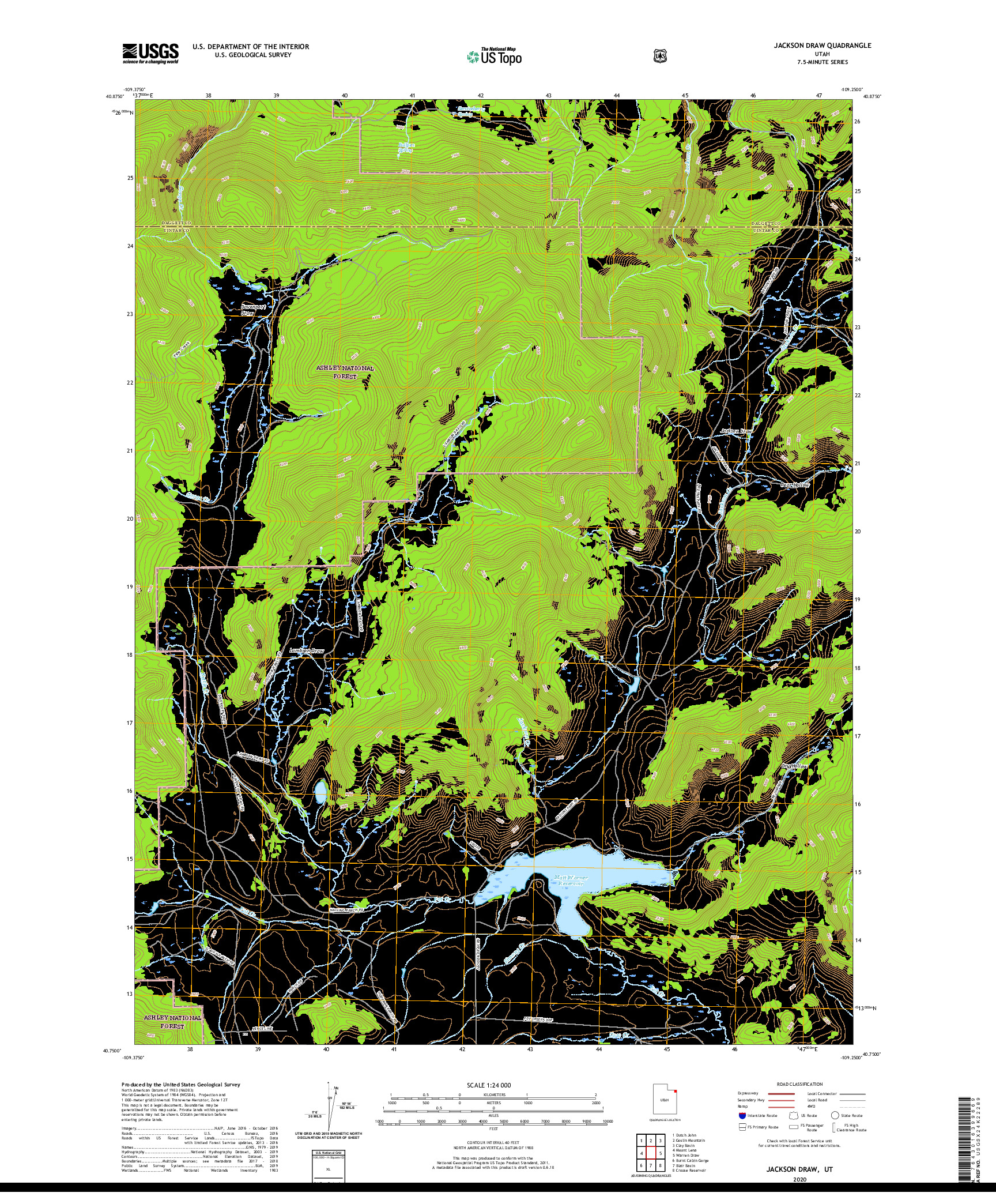USGS US TOPO 7.5-MINUTE MAP FOR JACKSON DRAW, UT 2020