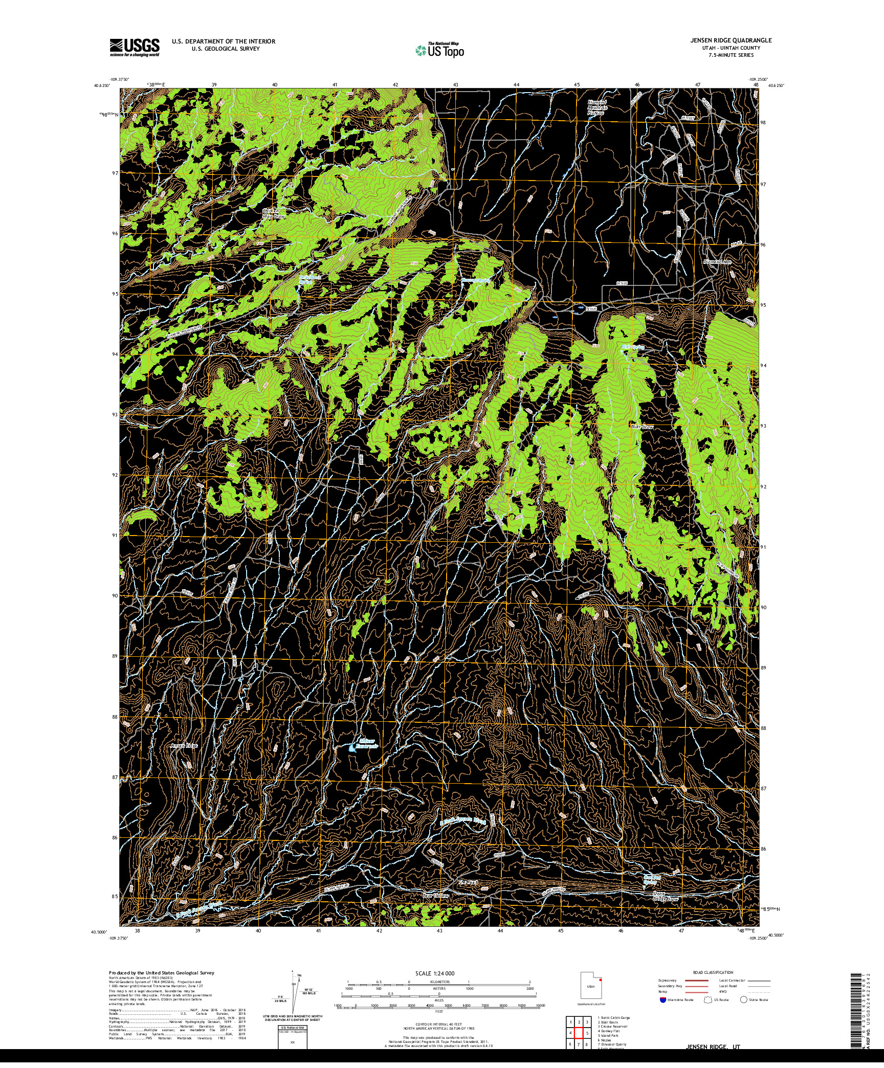 USGS US TOPO 7.5-MINUTE MAP FOR JENSEN RIDGE, UT 2020