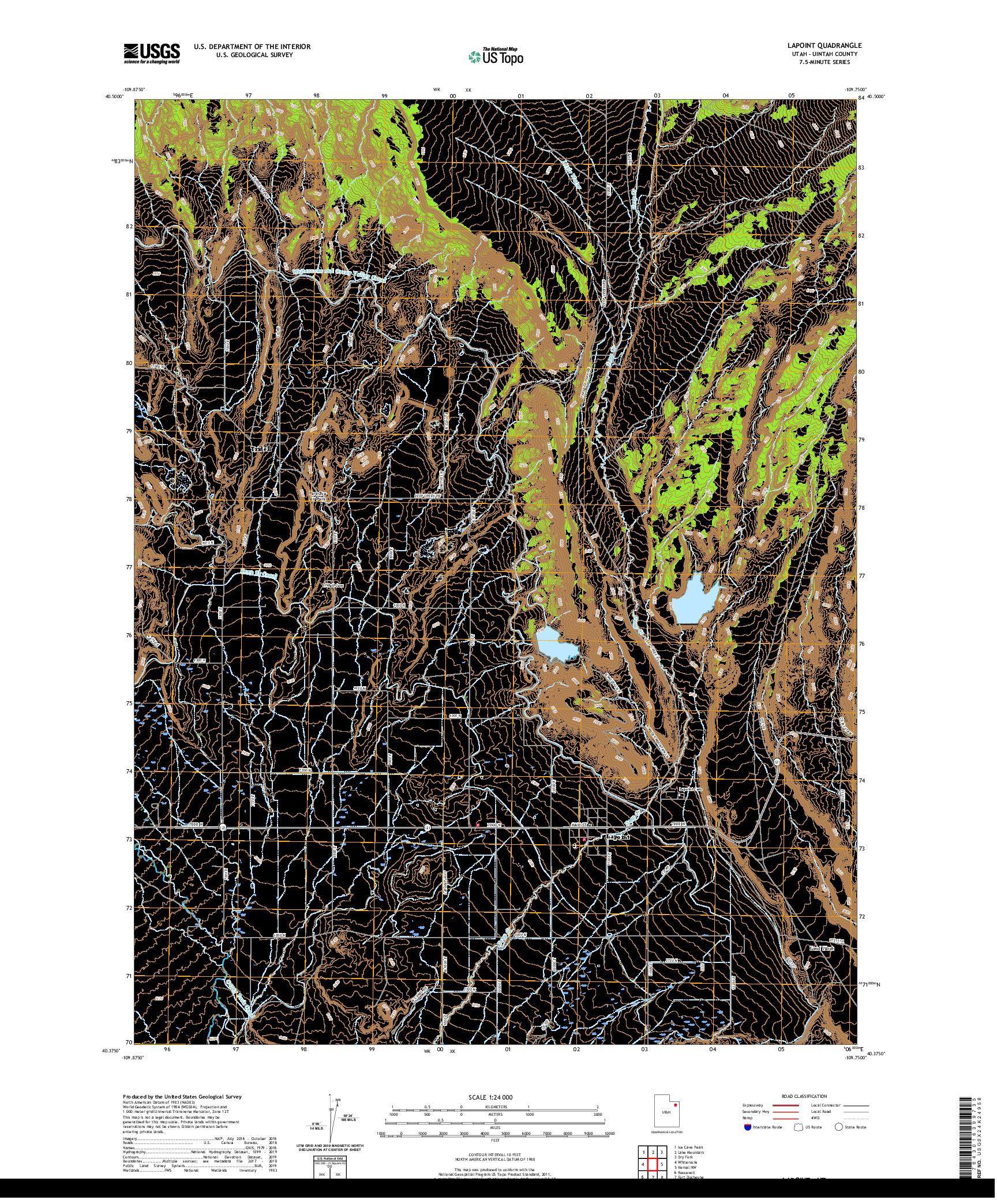 USGS US TOPO 7.5-MINUTE MAP FOR LAPOINT, UT 2020