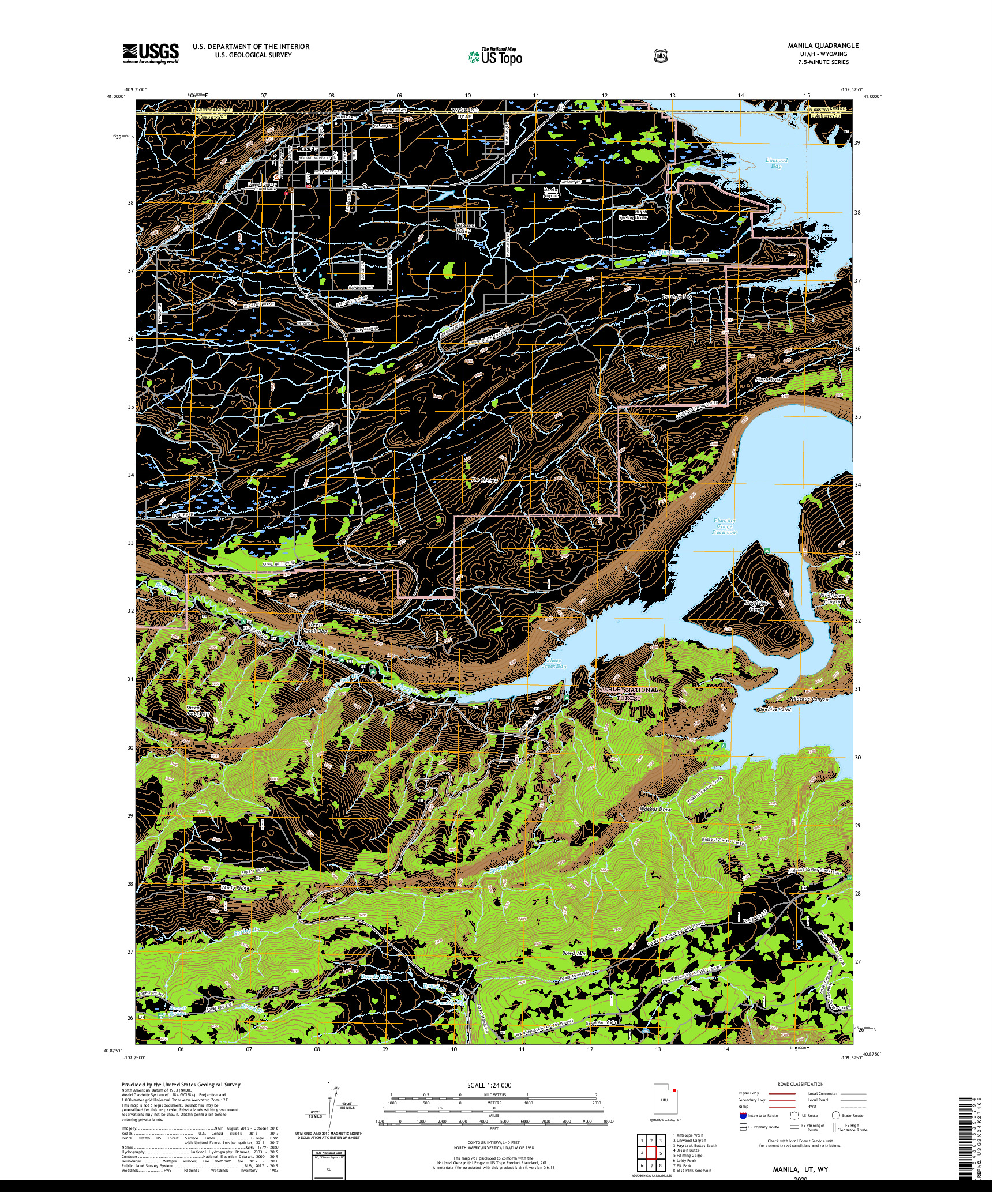 USGS US TOPO 7.5-MINUTE MAP FOR MANILA, UT,WY 2020