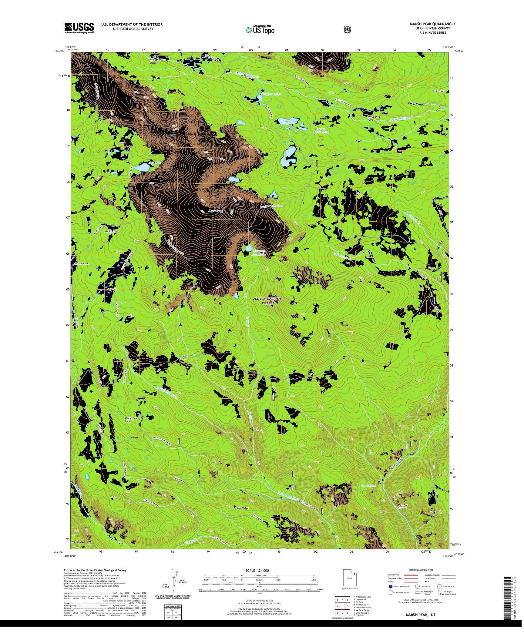 USGS US TOPO 7.5-MINUTE MAP FOR MARSH PEAK, UT 2020