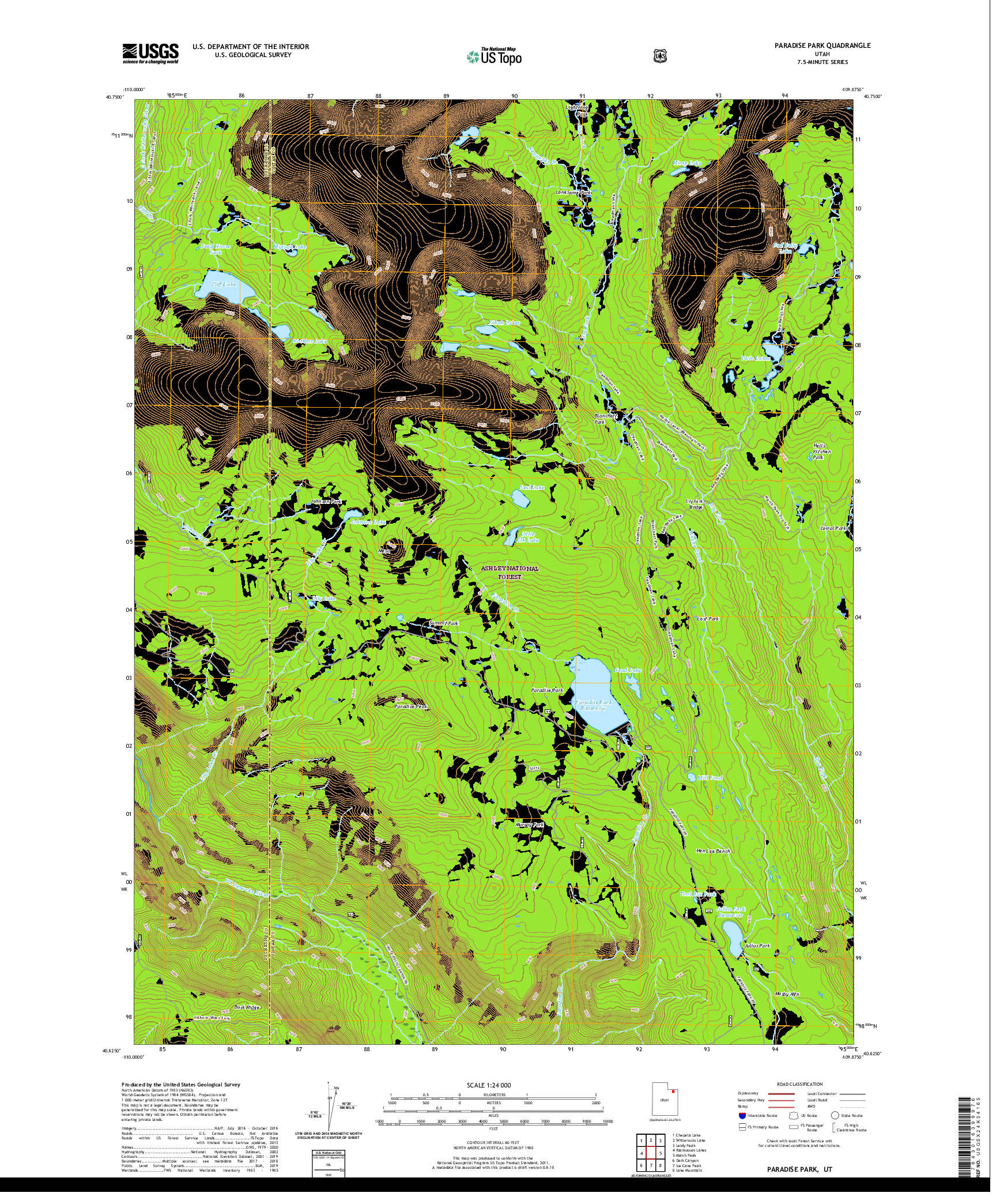 USGS US TOPO 7.5-MINUTE MAP FOR PARADISE PARK, UT 2020