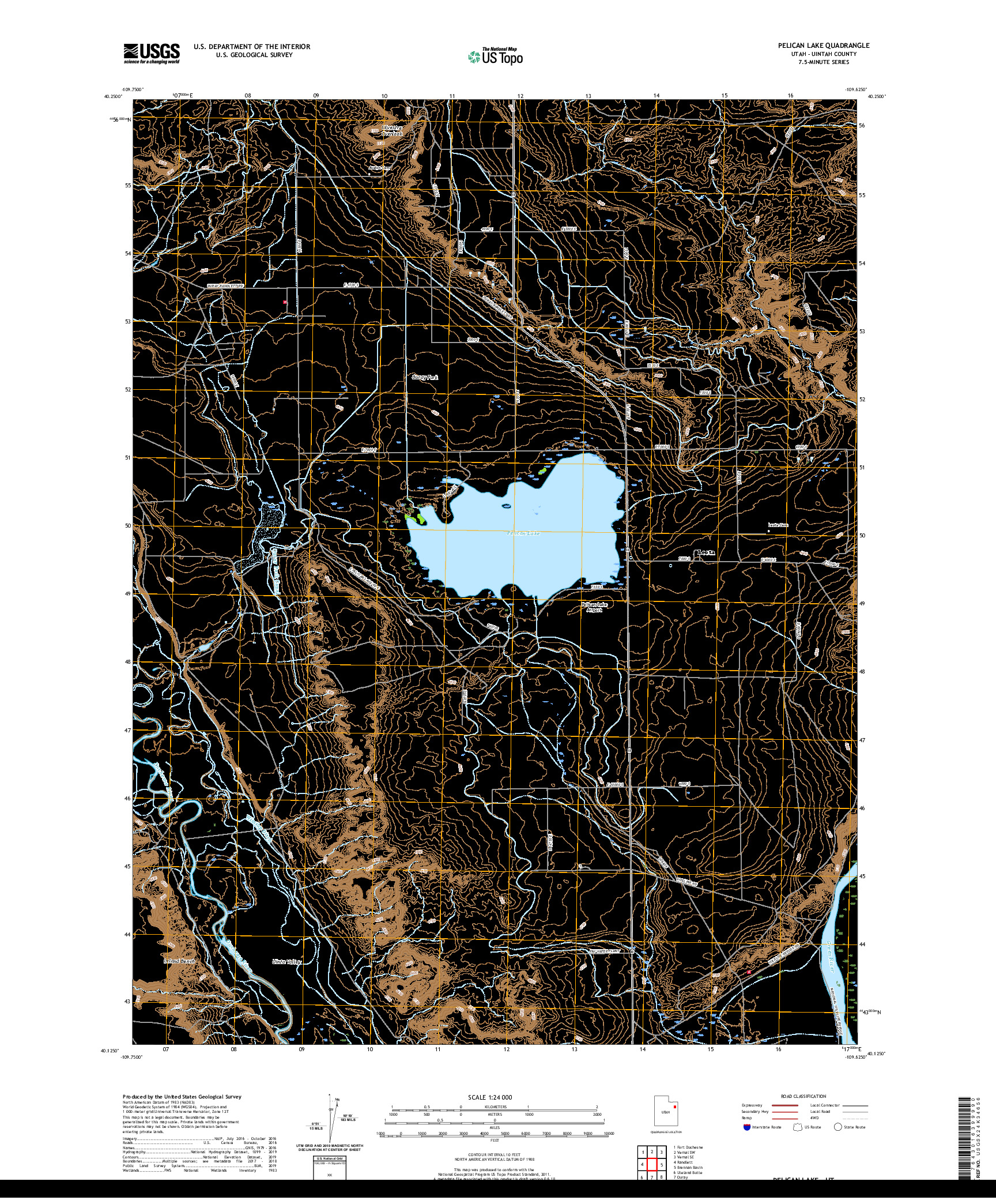 USGS US TOPO 7.5-MINUTE MAP FOR PELICAN LAKE, UT 2020