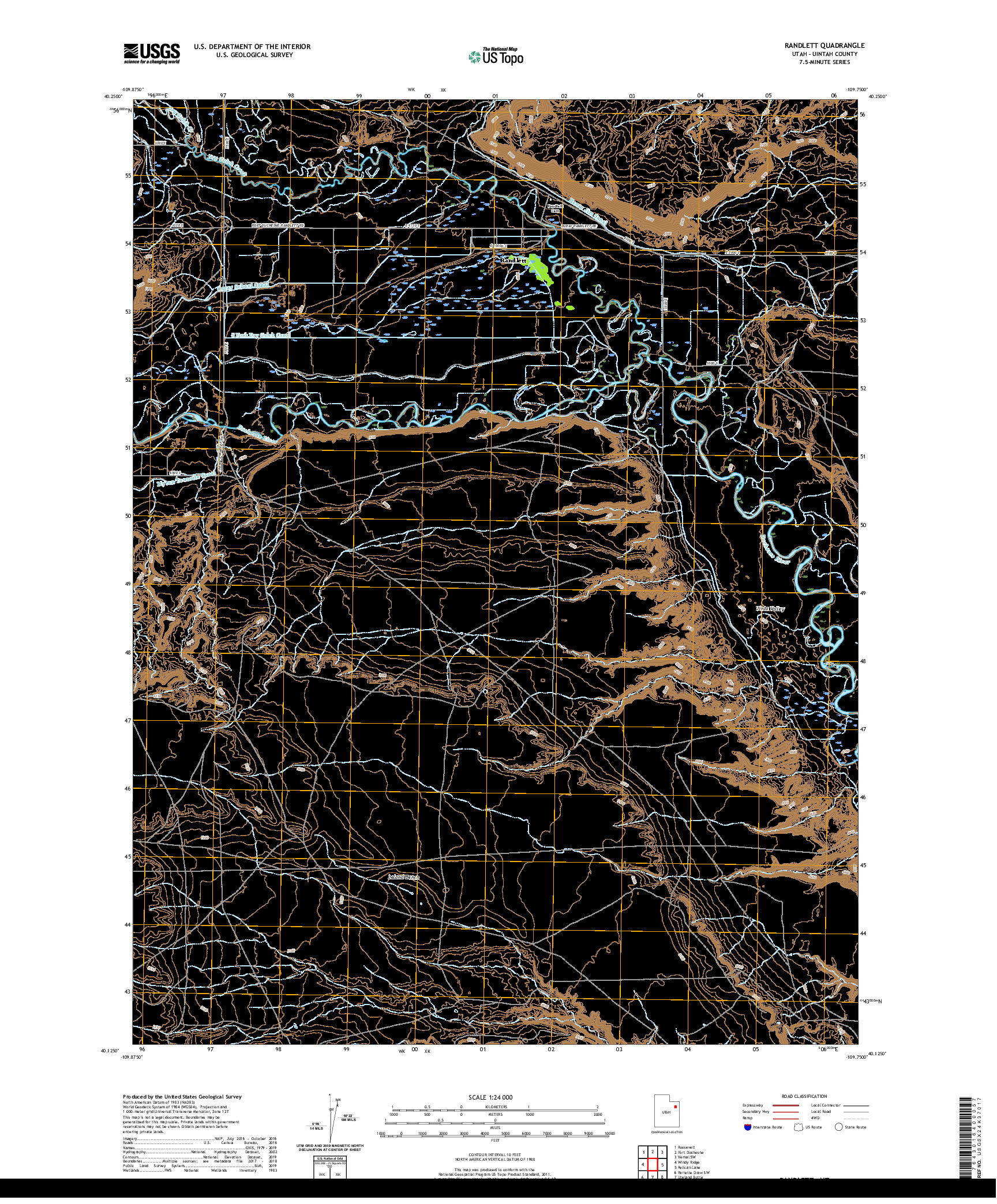 USGS US TOPO 7.5-MINUTE MAP FOR RANDLETT, UT 2020