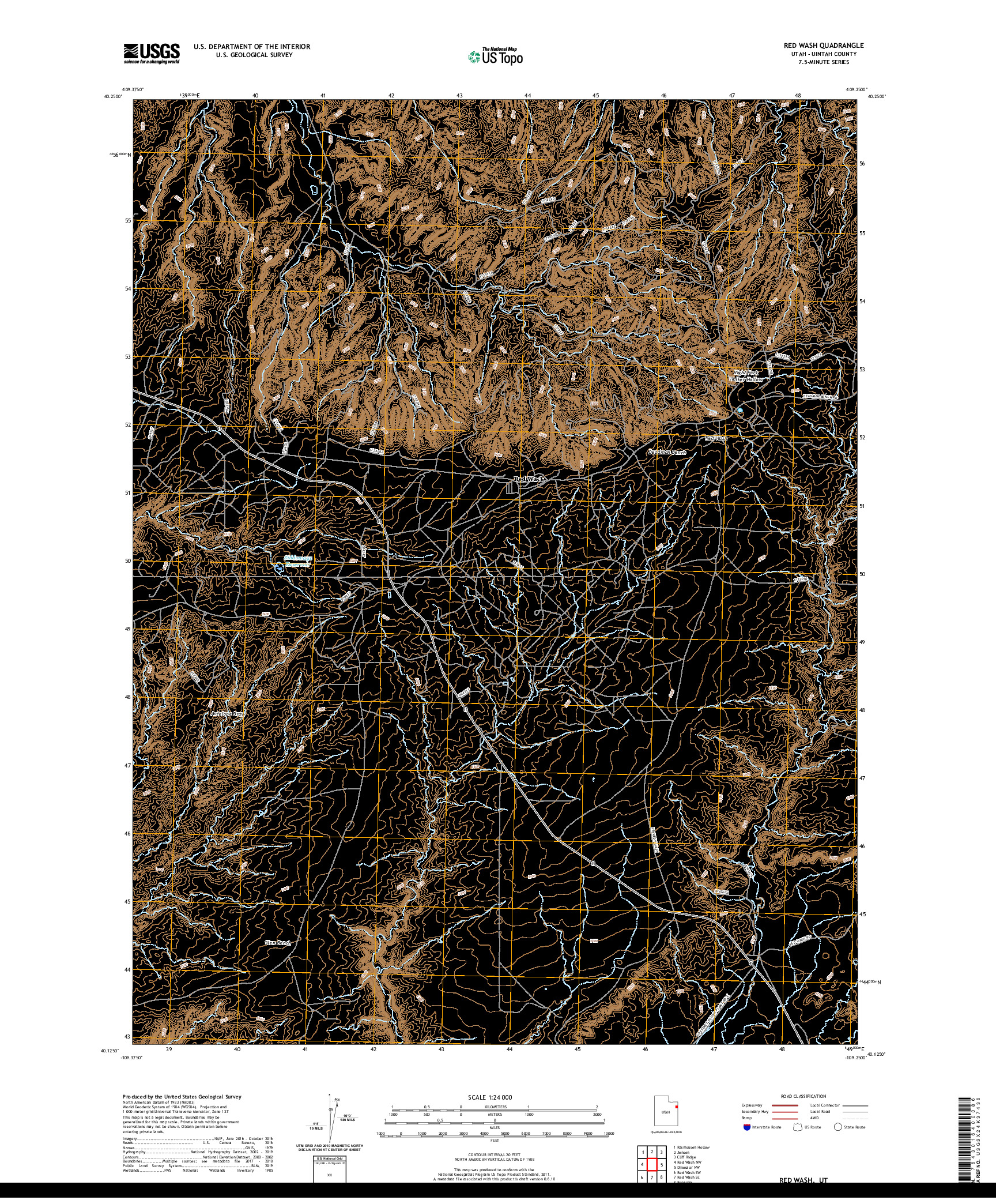 USGS US TOPO 7.5-MINUTE MAP FOR RED WASH, UT 2020
