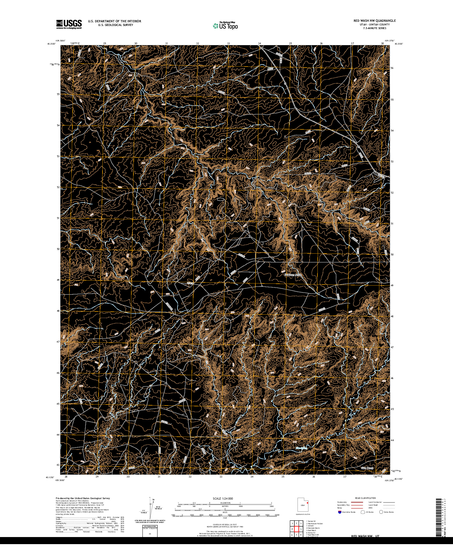 USGS US TOPO 7.5-MINUTE MAP FOR RED WASH NW, UT 2020