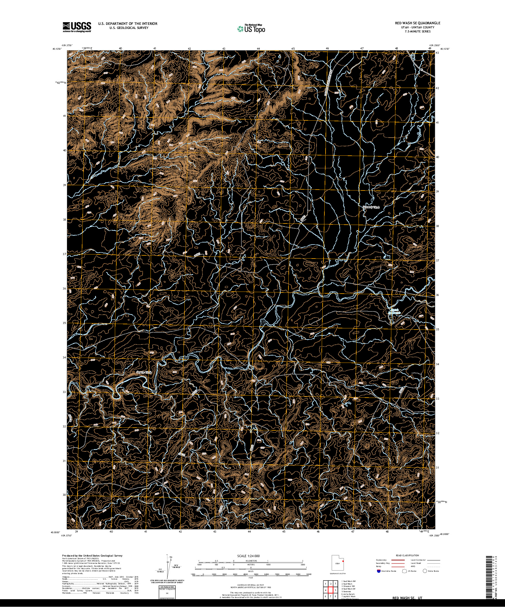 USGS US TOPO 7.5-MINUTE MAP FOR RED WASH SE, UT 2020