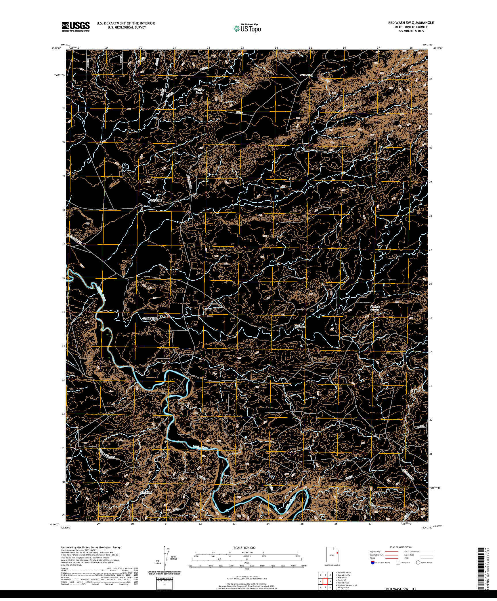 USGS US TOPO 7.5-MINUTE MAP FOR RED WASH SW, UT 2020