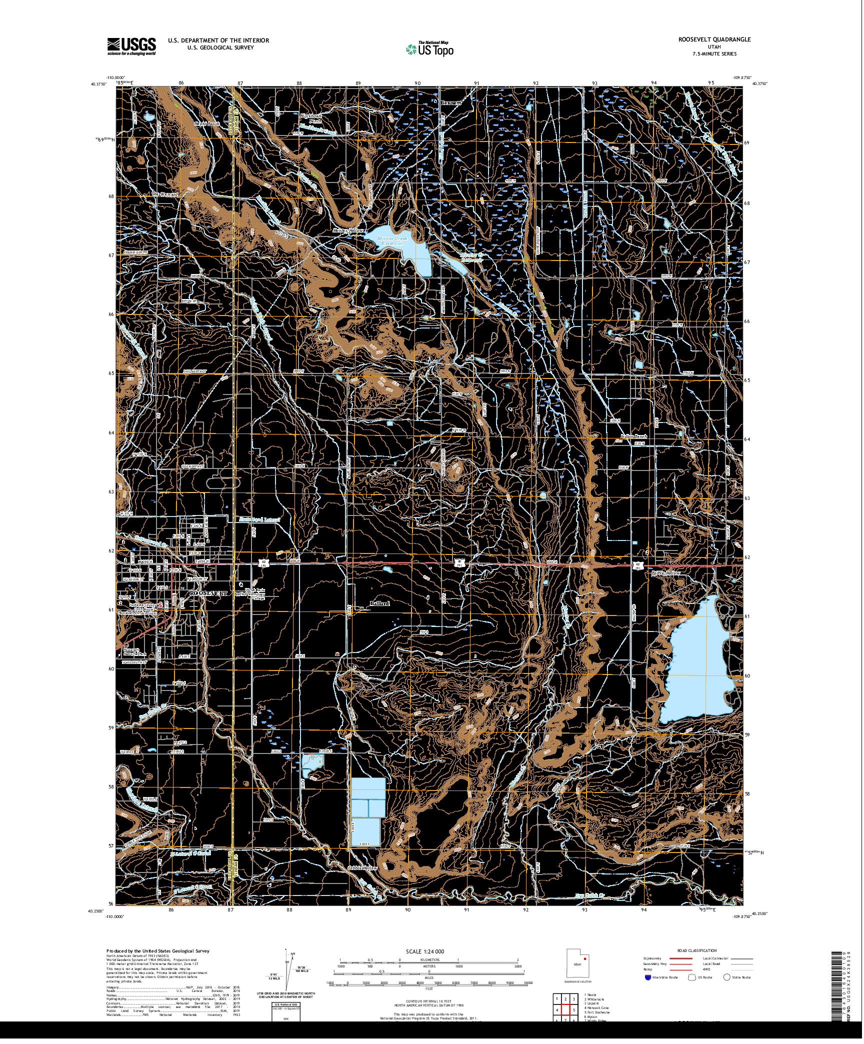 USGS US TOPO 7.5-MINUTE MAP FOR ROOSEVELT, UT 2020