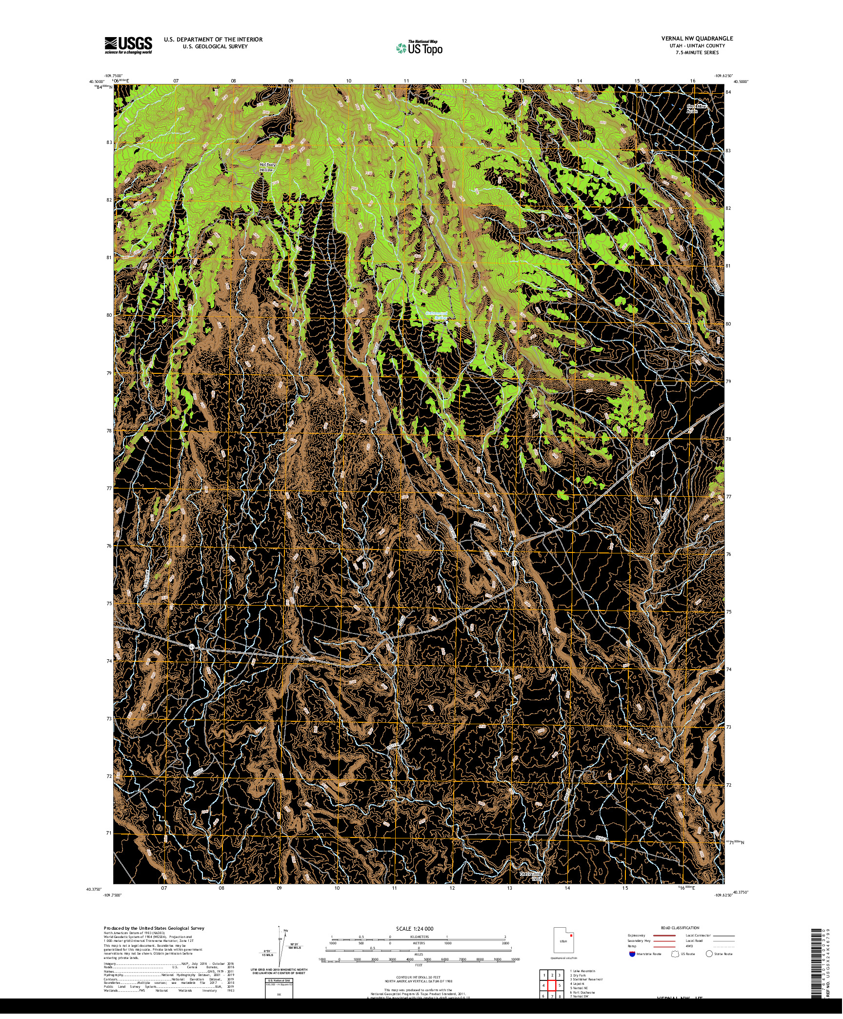 USGS US TOPO 7.5-MINUTE MAP FOR VERNAL NW, UT 2020