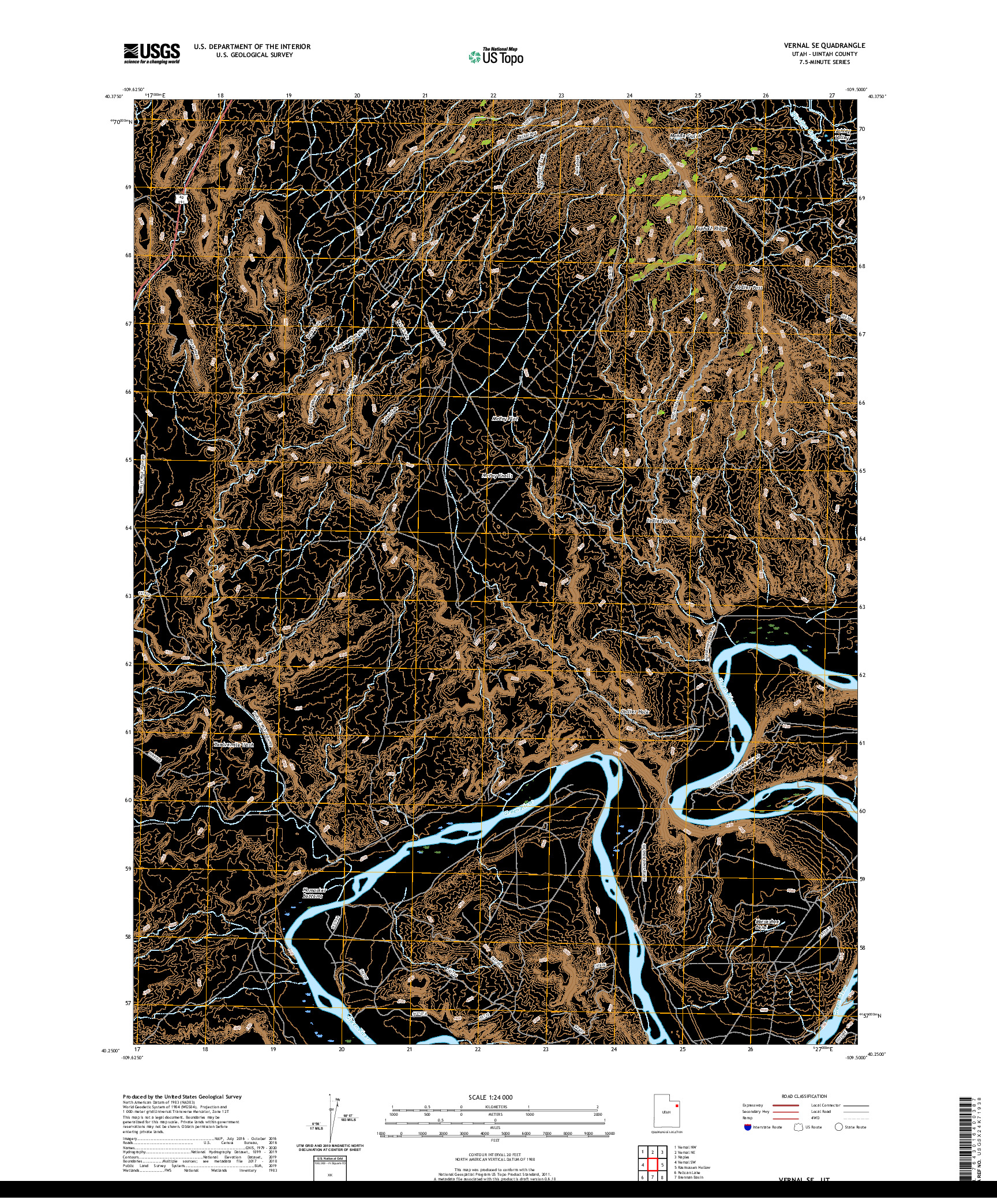 USGS US TOPO 7.5-MINUTE MAP FOR VERNAL SE, UT 2020